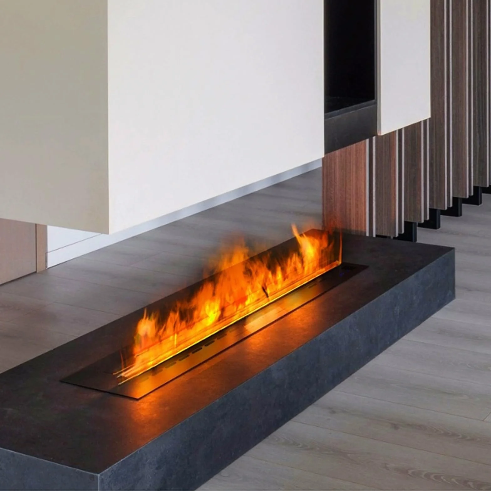 Chimenea Decorativa con Inserto, Humidificador de Vapor de Agua con Llama Atomizadora 3D, Panel Superior Ultrafino de 3mm(70cm)