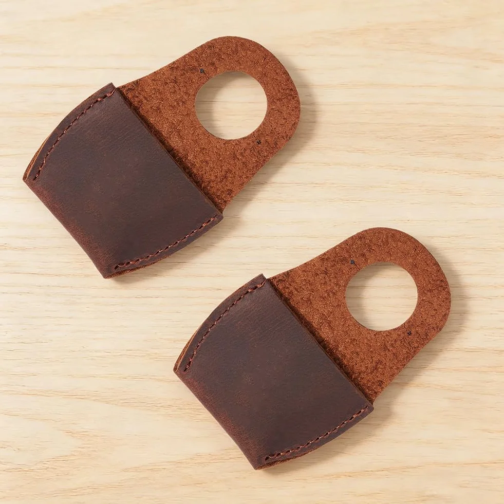 Protector de Pulgar de Cuero Genuino para Tallado de Madera, Protector de Dedos de Piel de Vaca, Accesorio Negro y Marrón
