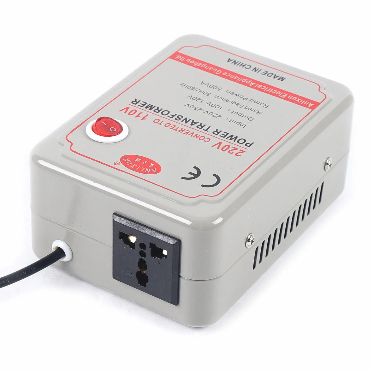 Transformador de voltaje variable potente Convertidor de voltaje Transformador para transformar aparatos eléctricos con un voltaje de 220V-250V en un voltaje de 100-120V.