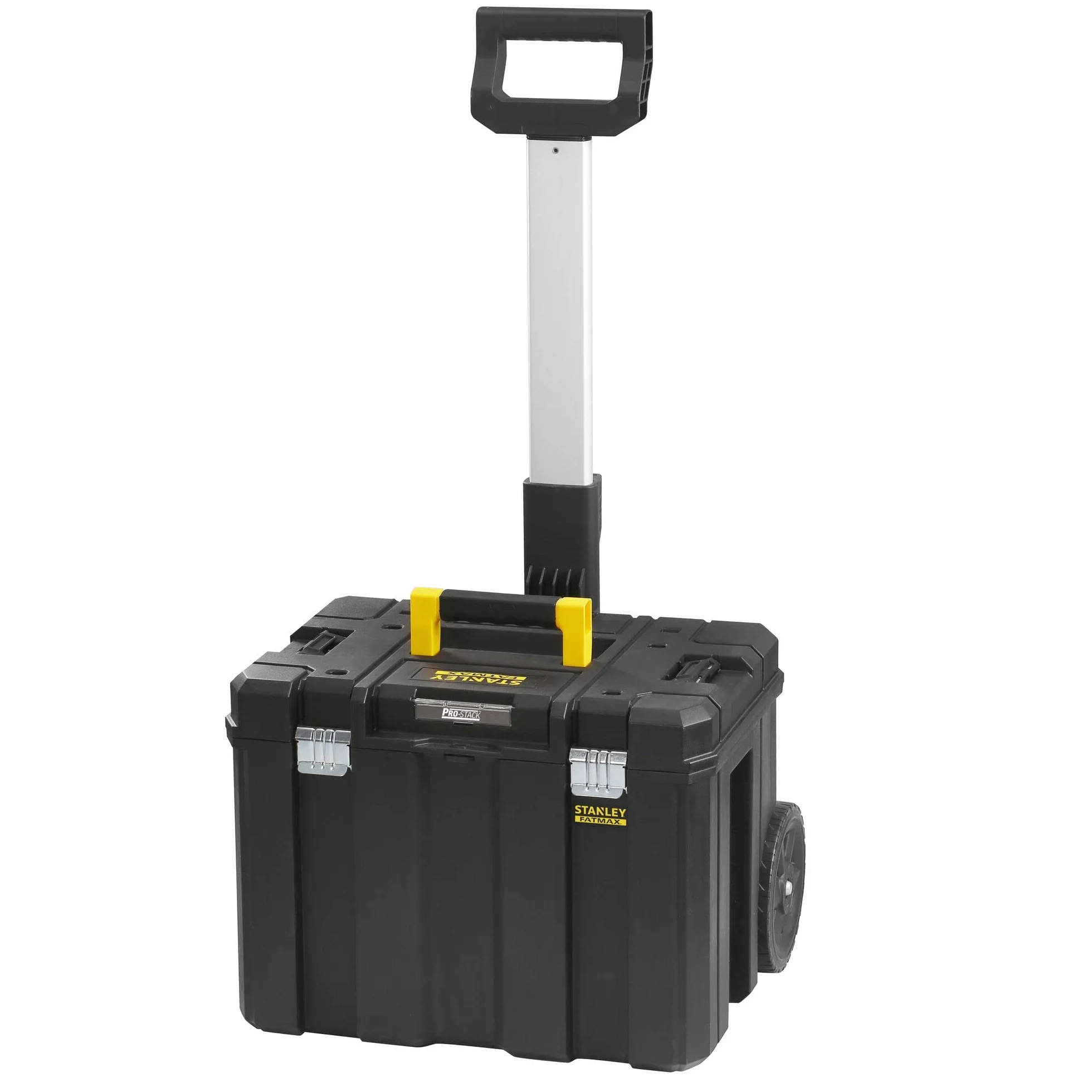 STANLEY FATMAX PRO-STACK Caja de almacenamiento móvil 50L con ruedas, cierres metálicos, negro