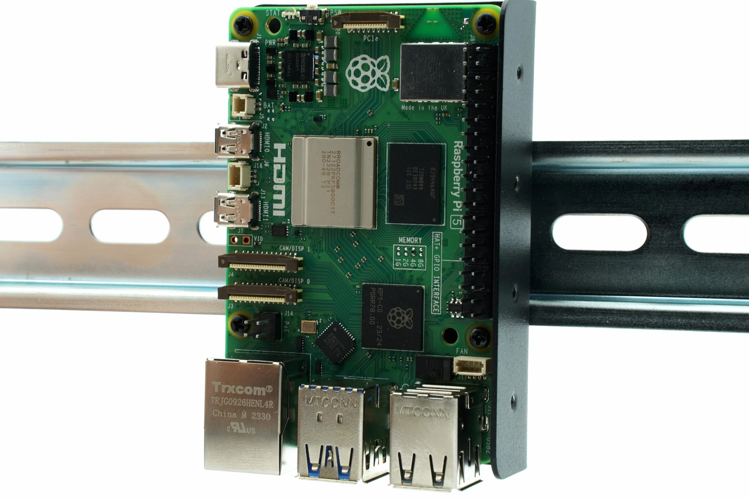 KKSB Cases Raspberry Pi - Soporte para carril DIN compatible con Raspberry Pi 5, 4B, 3B y otros SBC con el mismo patrón de agujeros de tornillo, acero con recubrimiento en polvo, 6 posiciones de