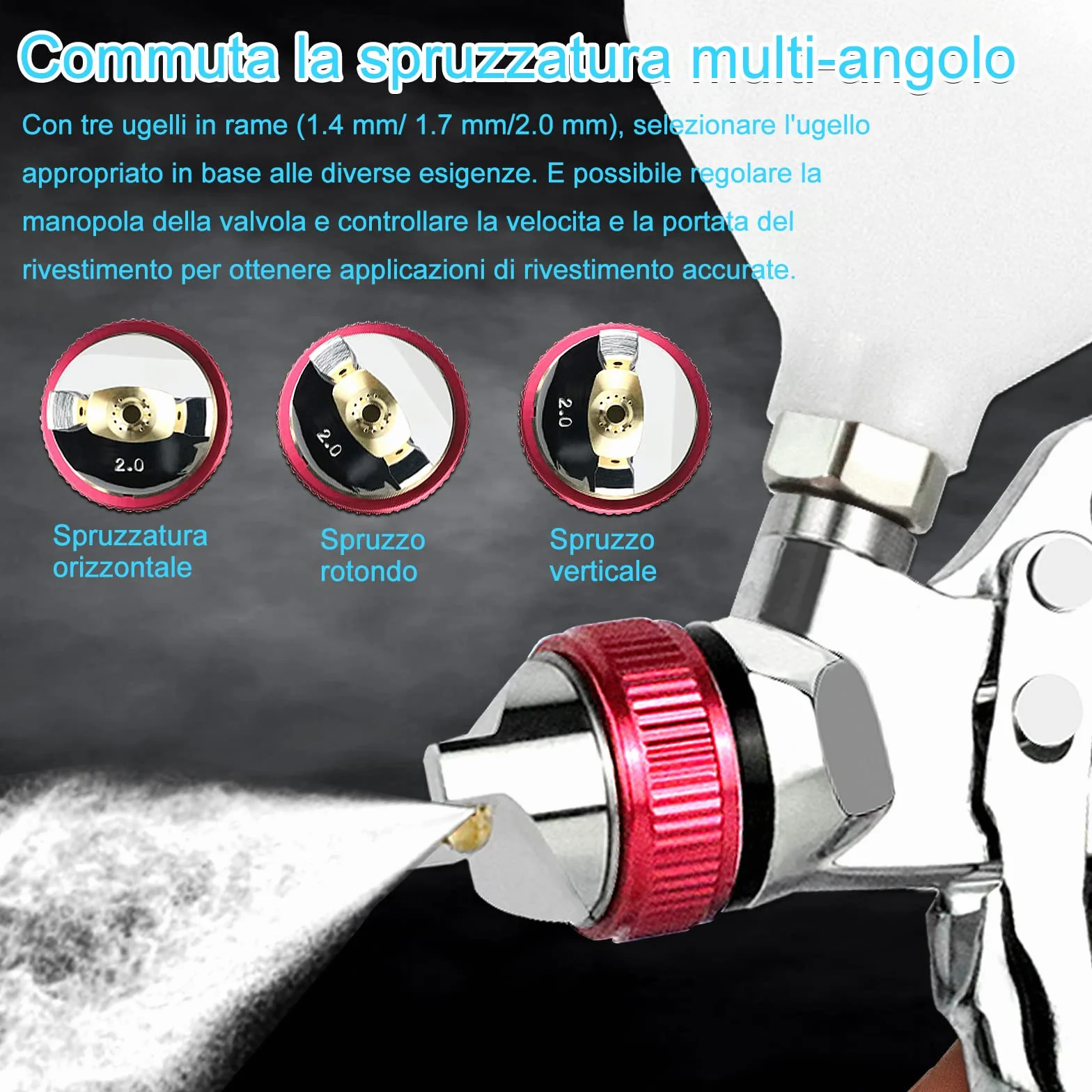 Vanwoke HVLP Pistola de Pintura Profesional,Pistola Pintura con regulador de presión de Aire,con 3 boquillas 1,4mm 1,7mm 2,0mm y Taza de 600cc,para Automóviles, Techos, Paredes, Pisos