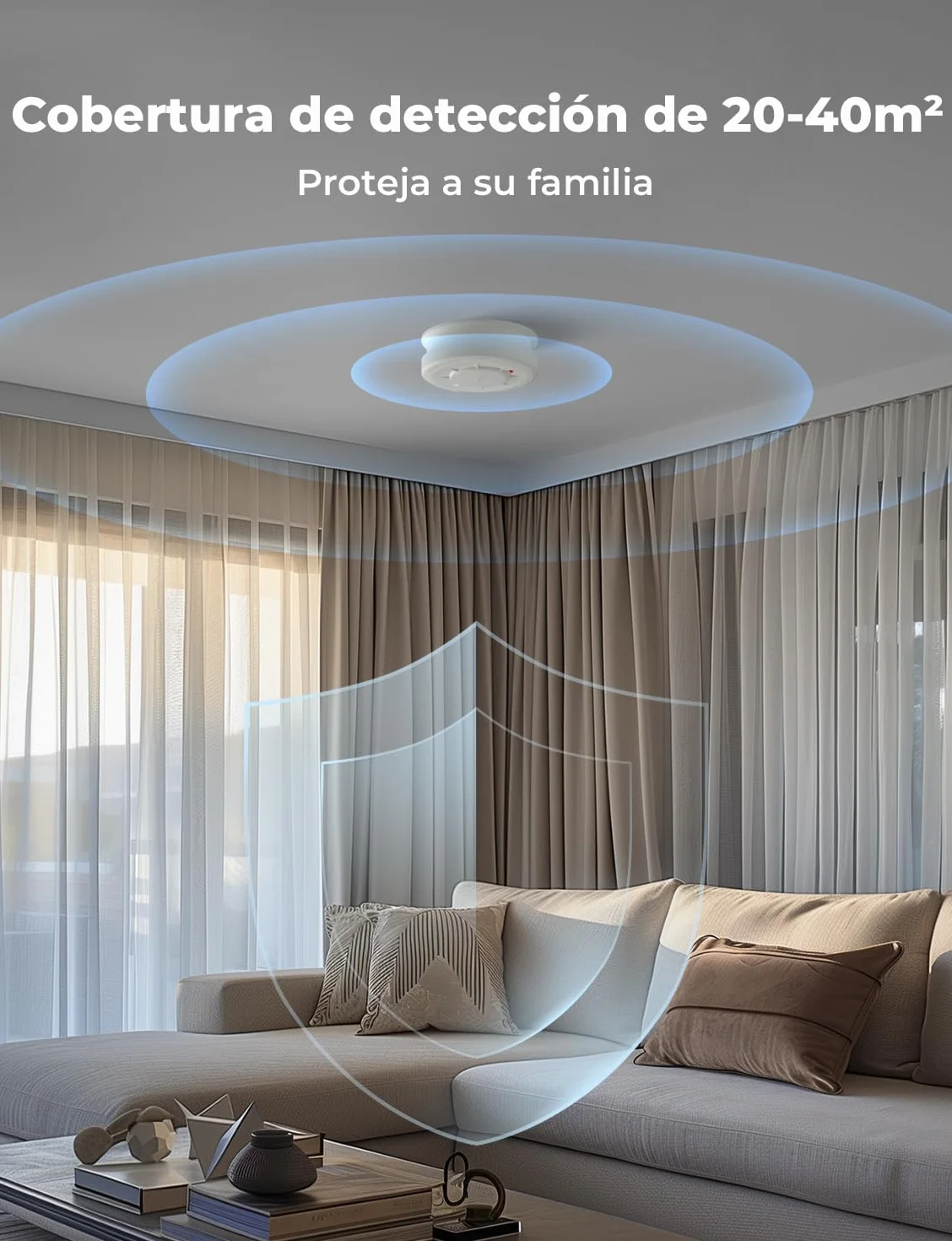 LIORQUE Detector de Humo, Alarma de Humo con Sensor de 10 Años, 5 Años de Duración de Batería, Detector Incendios with LED Indicator con Alarma de 85 dB (1 Pieza)