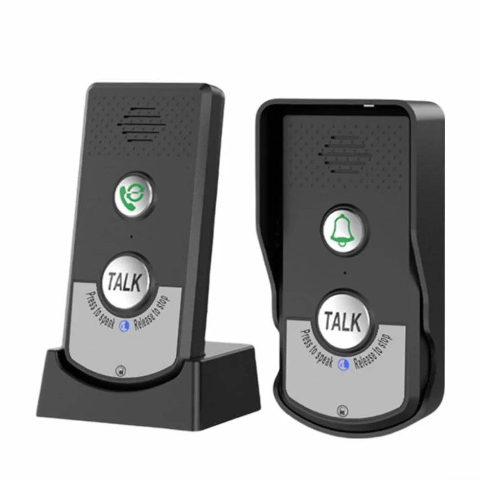 Timbre inalámbrico de largo alcance con audio bidireccional y transmisión de 1000 m, batería recargable integrada de 2000 mAh, unidad exterior impermeable, fuerte penetración (negro)
