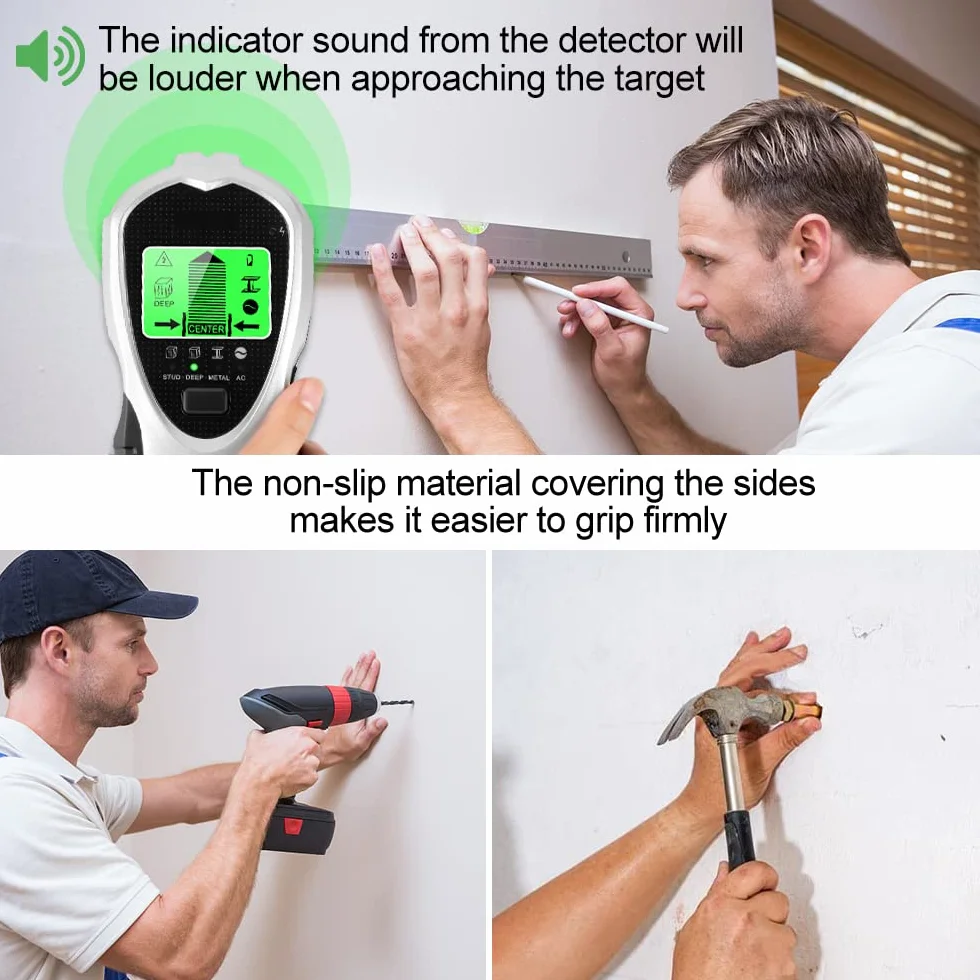 Detector de Pared 4 En 1 - Sensor Electrónico con Pantalla LCD para Detectar Madera, Tubos de Metal y Cables Eléctricos - Escáner Digital