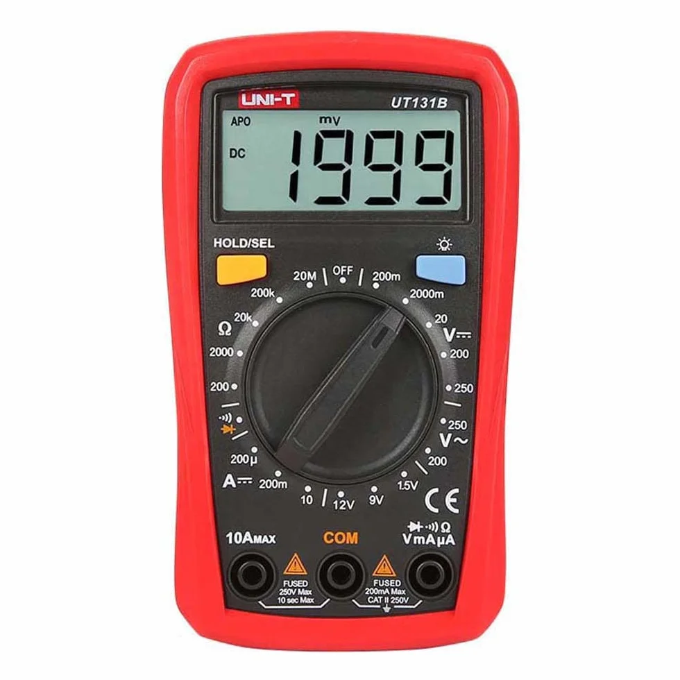 UNI-T Multímetro digital UT131B, comprobador de corriente de tensión AD/DC con capacidad de resistencia, prueba de NCV y medición de temperatura