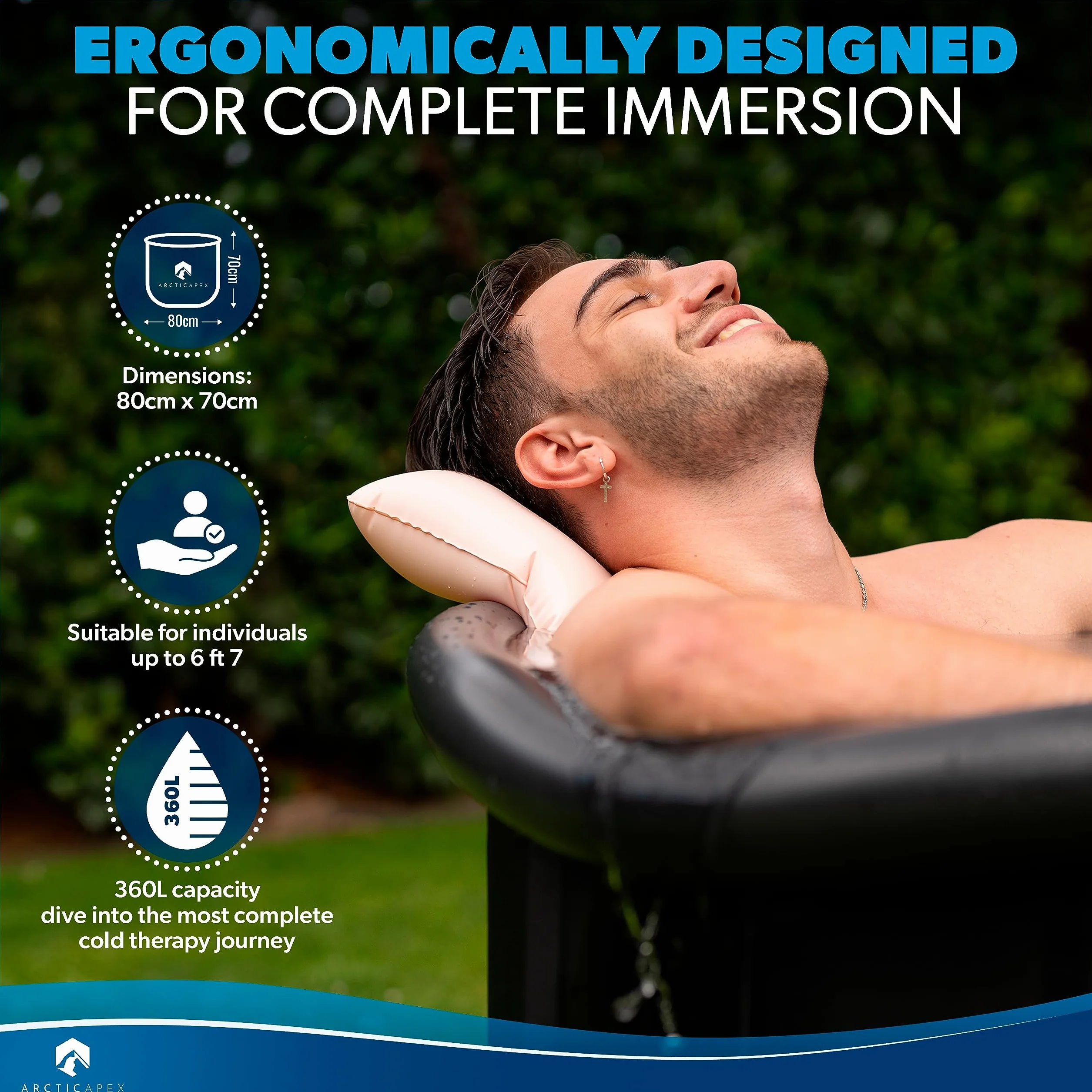 ArcticApex Bañera Hielo - Ice Bath Solución Última de Recuperación y Bienestar con Experiencia de Cold Bathtub de Alta Gama
