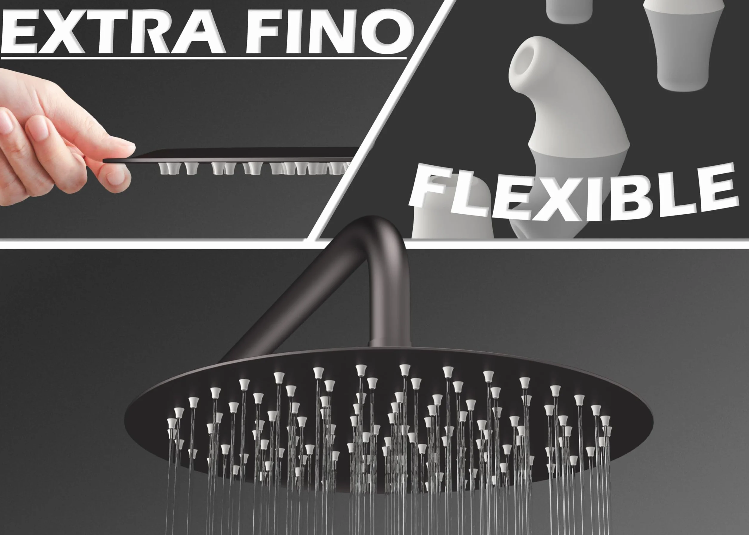 VALAZ bateria empotrada monomando redonda a pared Negro mate Serie Cenia z rociador deszczownica 20cm