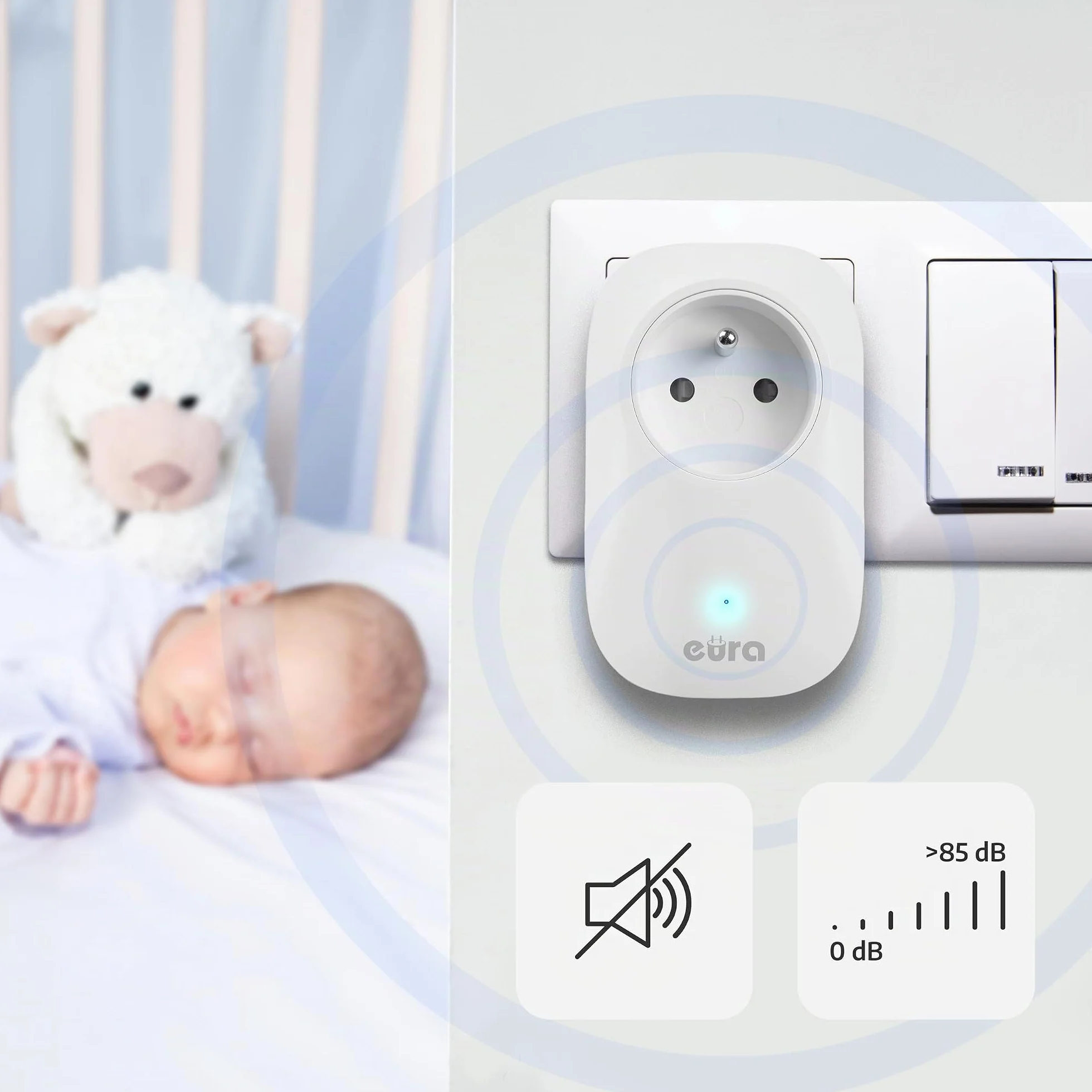 Timbre inalámbrico sin batería SOUL WDP-91H2 con enchufe de ~ 230 V de Eura-Tech, para exteriores, resistente al agua, inalámbrico, alcance de 100 m, 58 melodías, 4 niveles de volumen