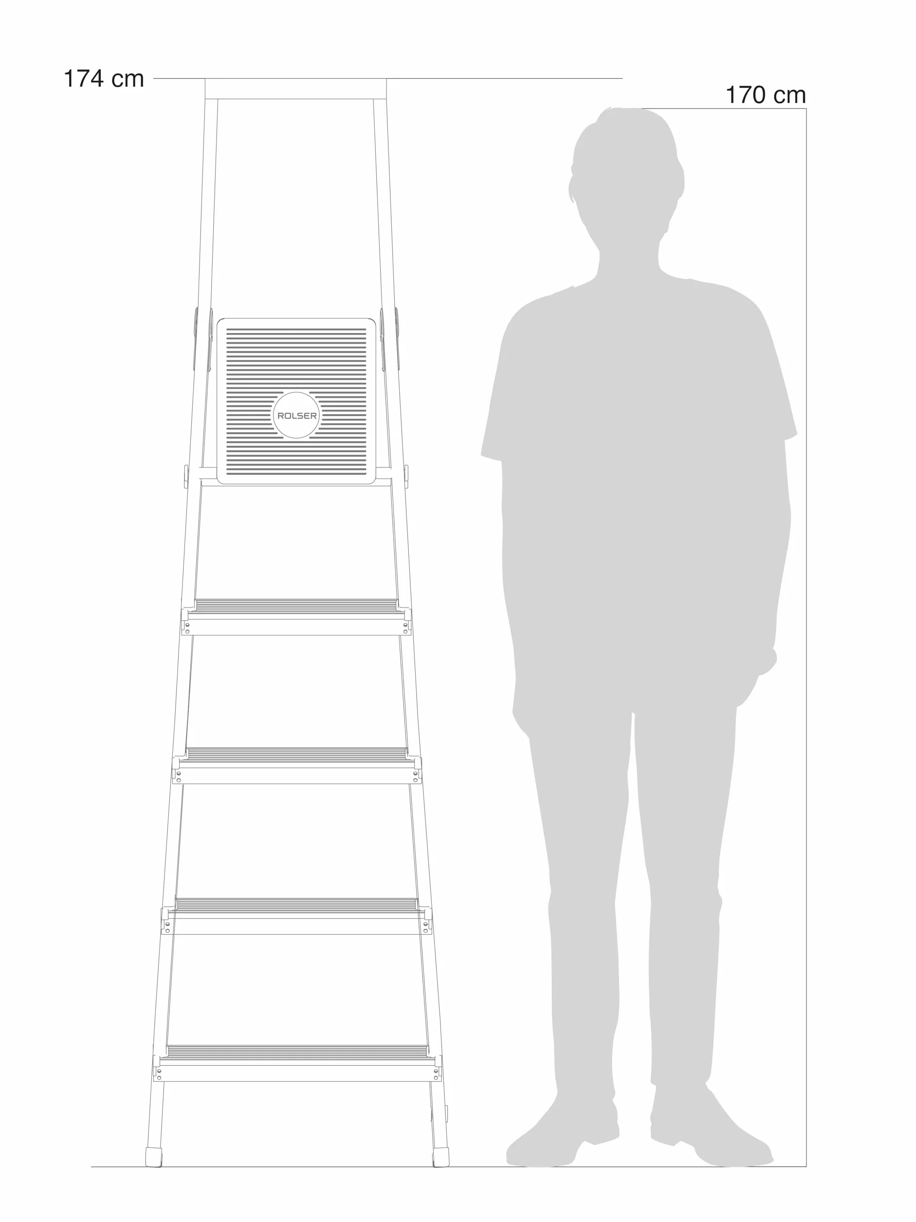 Escalera Aluminio Rolser BRICO 5 Peldaños. Certificada según Norma Europea EN-131 para Uso doméstico y Profesional.