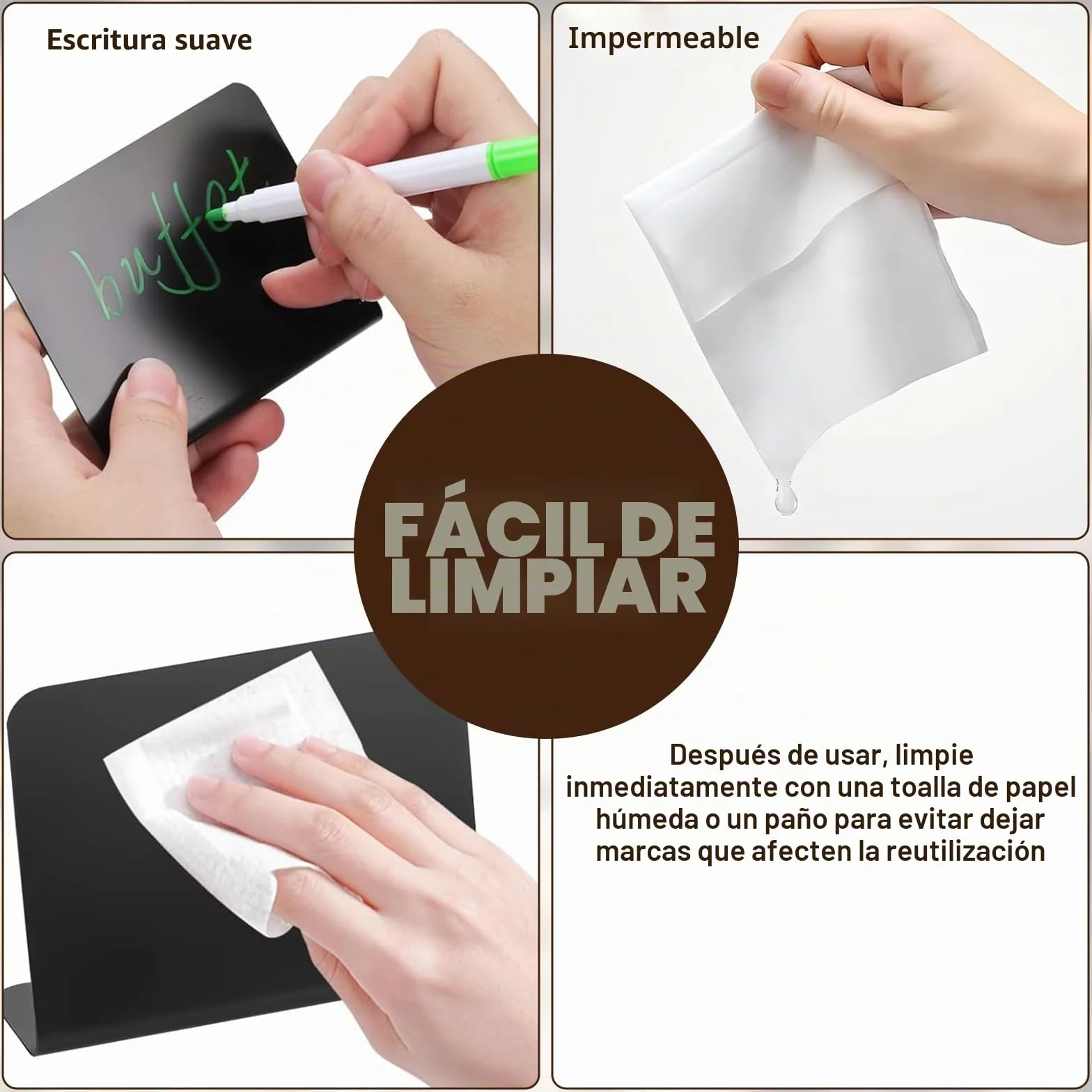 Mini Pizarras Negras para Precios - Tablero Tiza Acrílica con 6 Rotuladores - Carteles Mesa Restaurante
