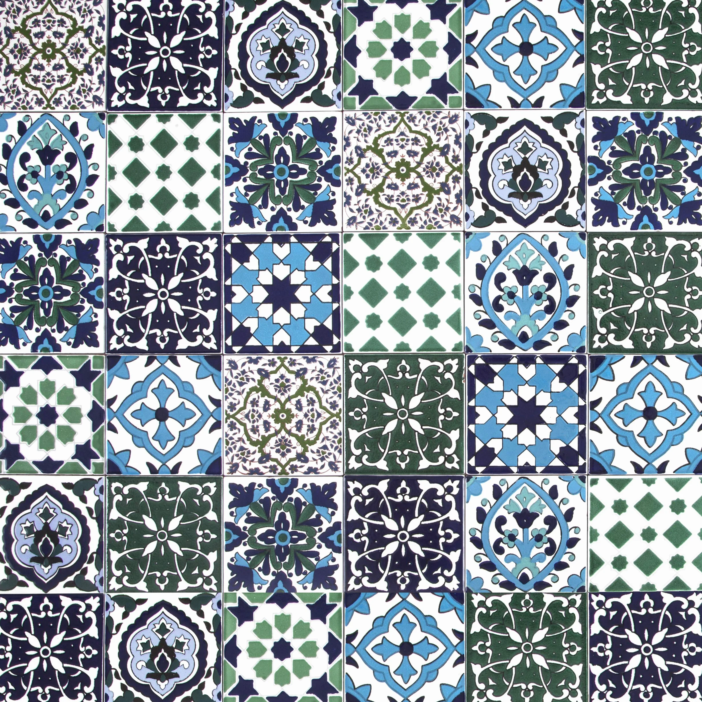 Cerames Azulejos de cerámica marroquí oriental Muhit - Azulejos decorativos de mosaico para el baño, la cocina, debajo de las escaleras, terrazas, azulejos de cerámica de colores tunecinos 10 x 10 cm