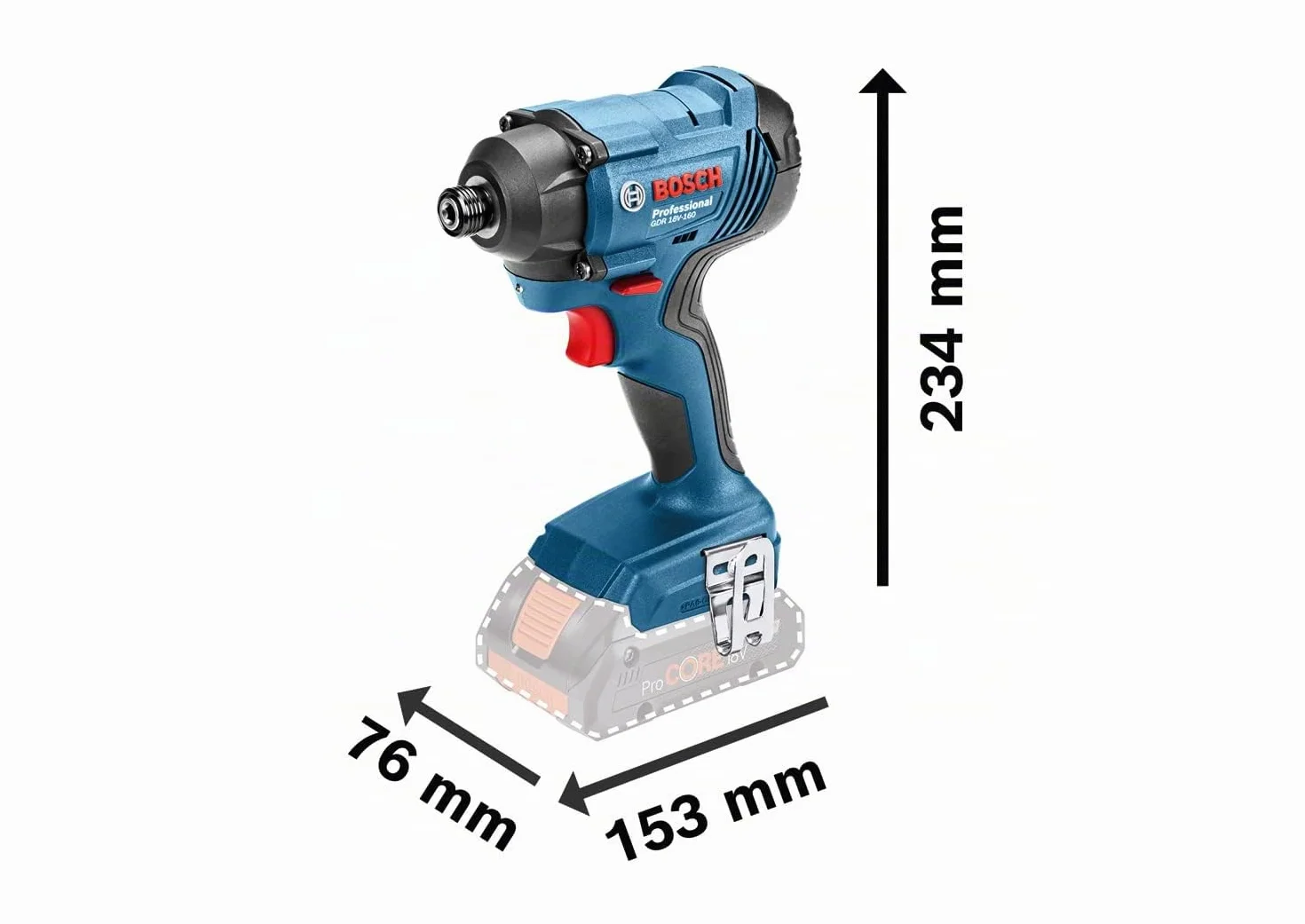 Bosch Professional GDR 18V-160 - Atornillador de impacto a batería (18V, 160 Nm, sin batería, en caja)