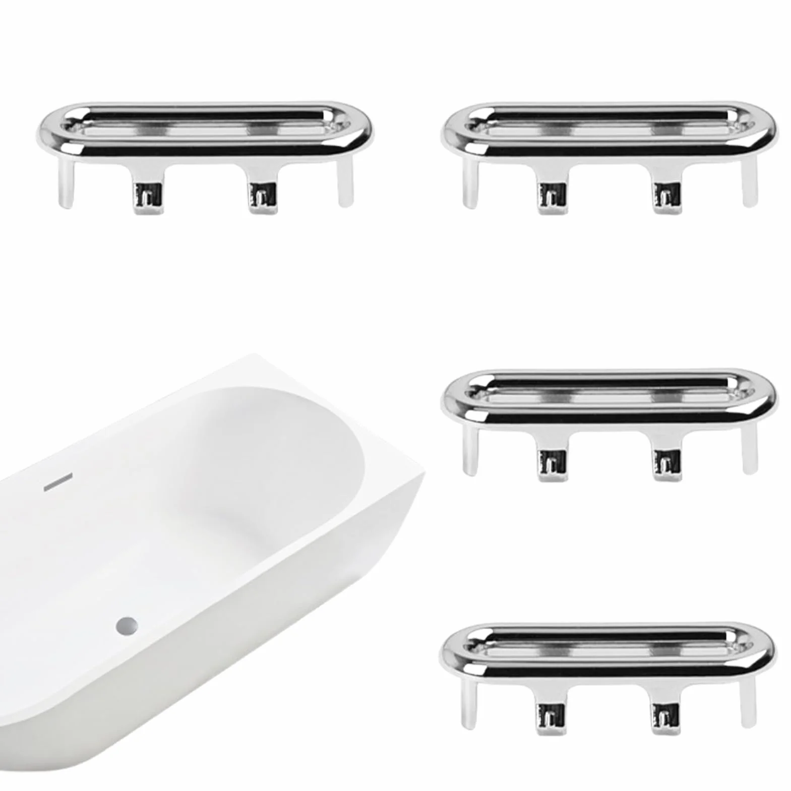 Cubierta de Drenaje Ovalada de Repuesto ABS 47-48 mm x 16-18 mm 4 Piezas para Fregadero de Baño