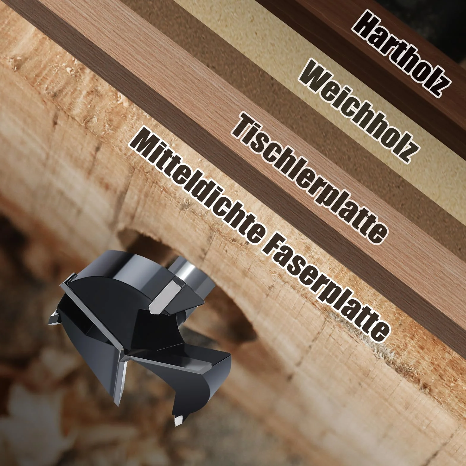 38MM broca Forstner para madera, broca Forstner de 92mm de longitud con espiga redonda, broca para madera, madera dura, paneles de fibra