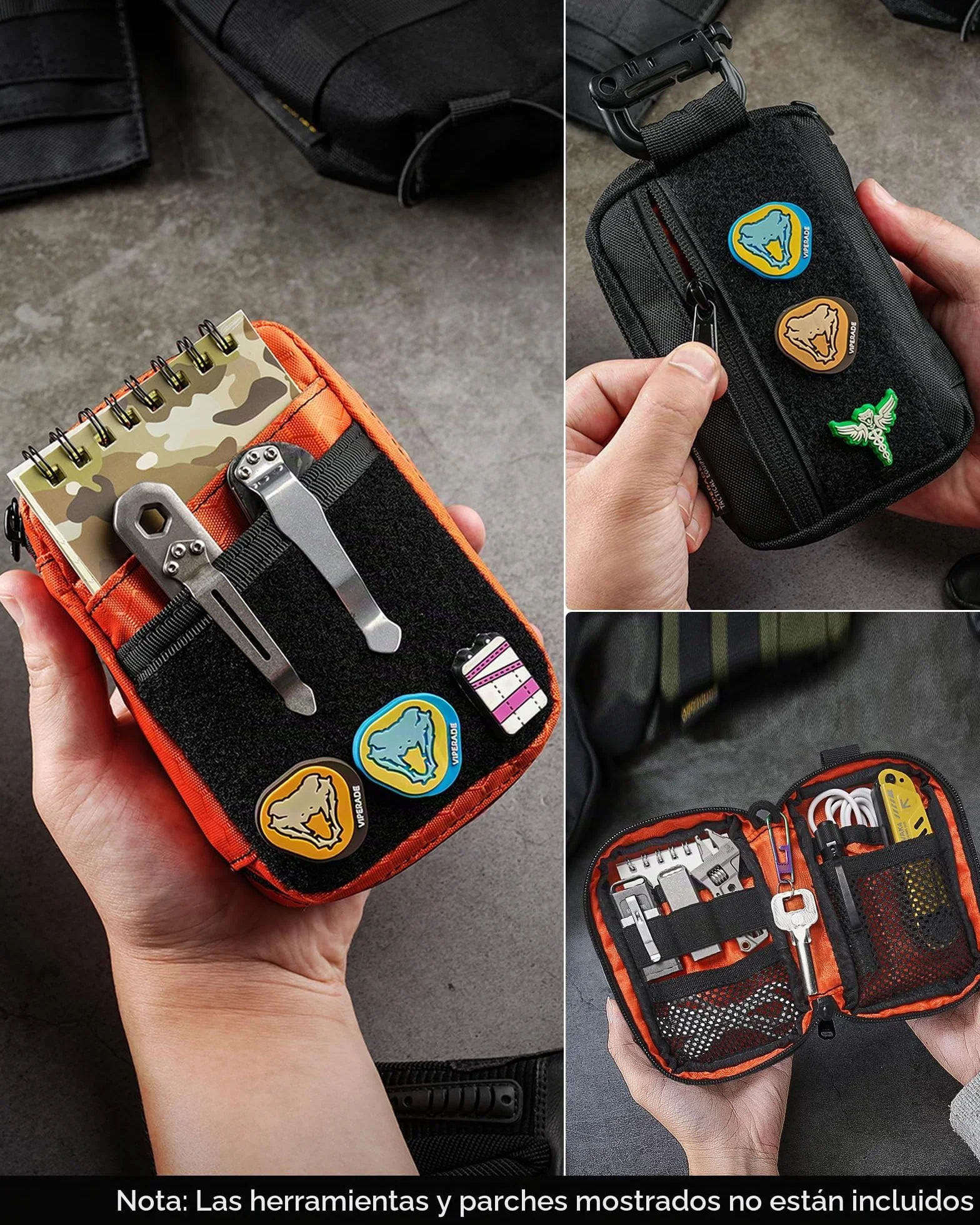 VIPERADE VE26 Bolsa EDC pequeña para Herramientas de Bolsillo y multiherramientas, Organizador EDC con área para Parches para Equipo EDC