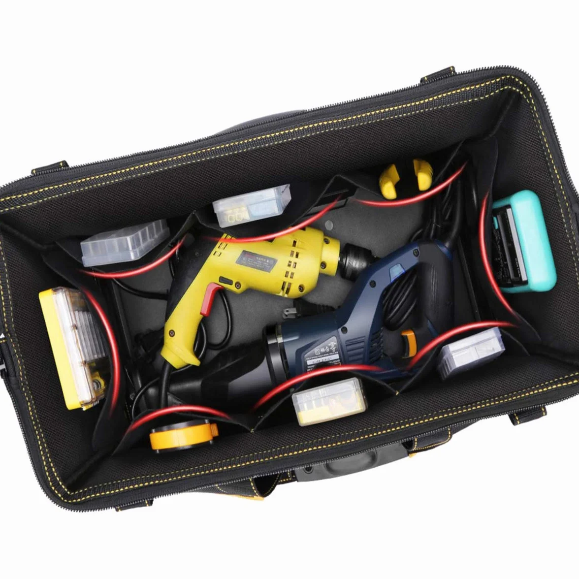 Organizador de Bolsa de Herramientas 17 Pulgadas 43x17x25 cm Hombro Ajustable para Bricolaje y Almacenamiento