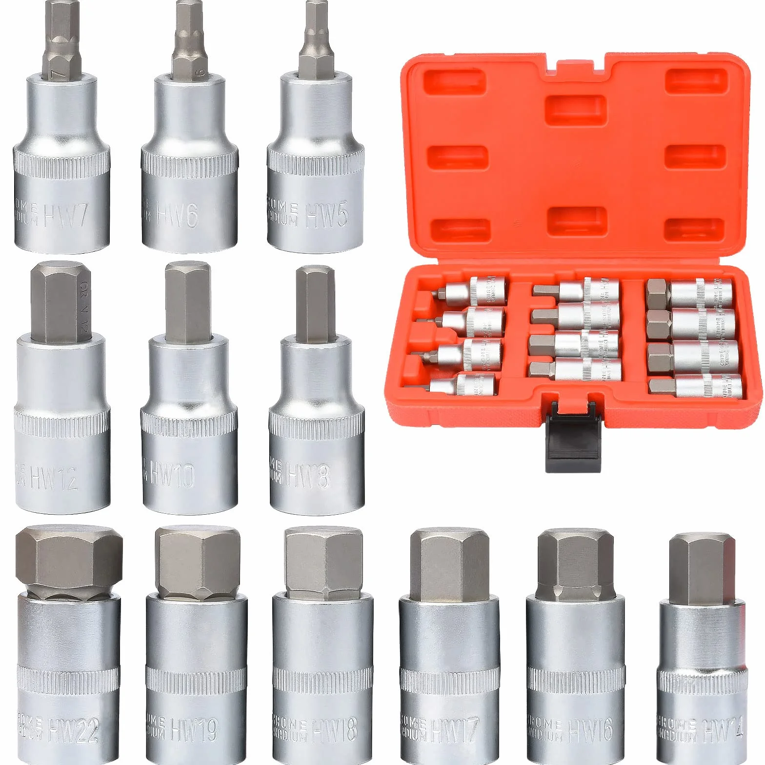 llave Allen Puntas Allen 5-22 mm,1/2-Puntas de destornillador,12 piezas - Adaptador de enchufe hexagonales interno