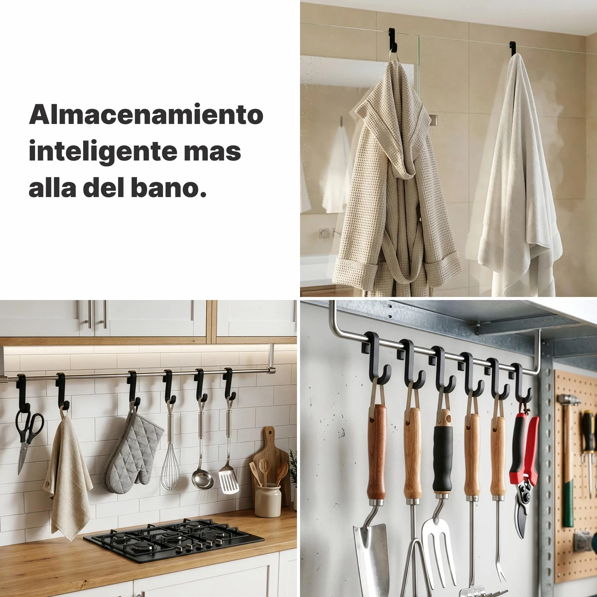 Minismus Ganchos Mampara Ducha, Ganchos de Silicona para Toallas y Albornoces para Mampara de Ducha de Cristal sin Marco, Colgador Toalla Baño Pack de 2