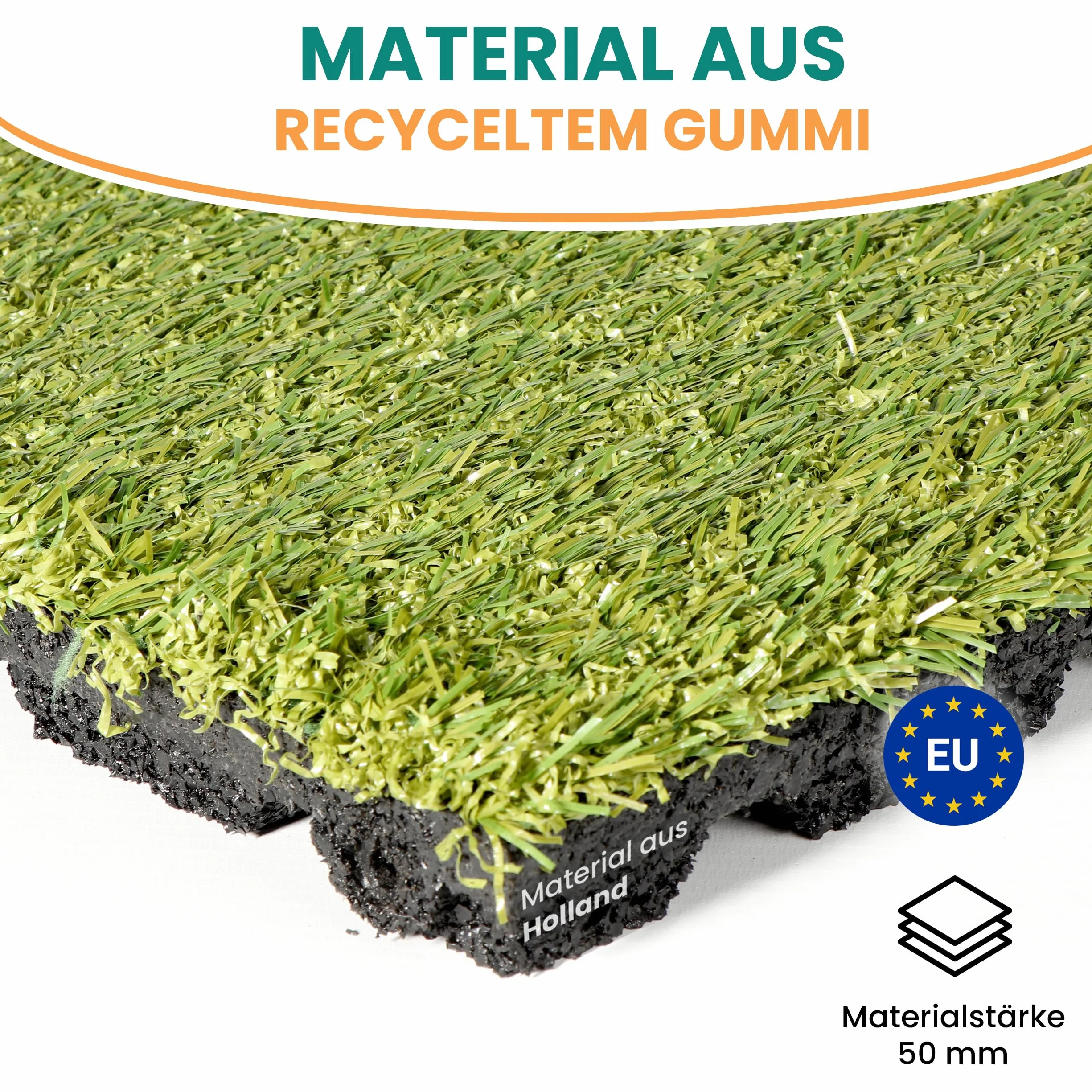 Gartenpirat Alfombrilla Anticaída con Césped Artificial 50x50 cm 50 mm – Seguridad Jardín Zona de Juegos – Antideslizante – Interior y Exterior