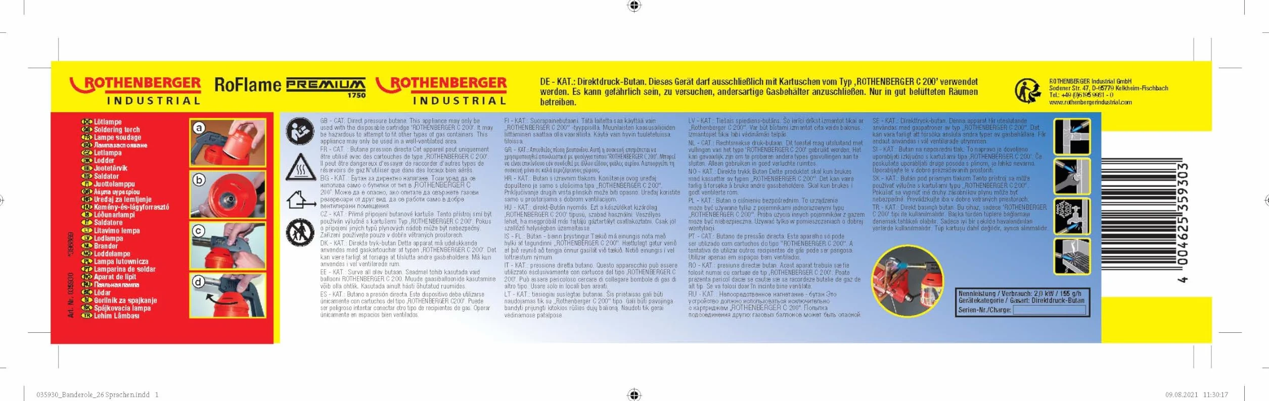 ROTHENBERGER Industrial Soplete de 1750 ºC, 35930