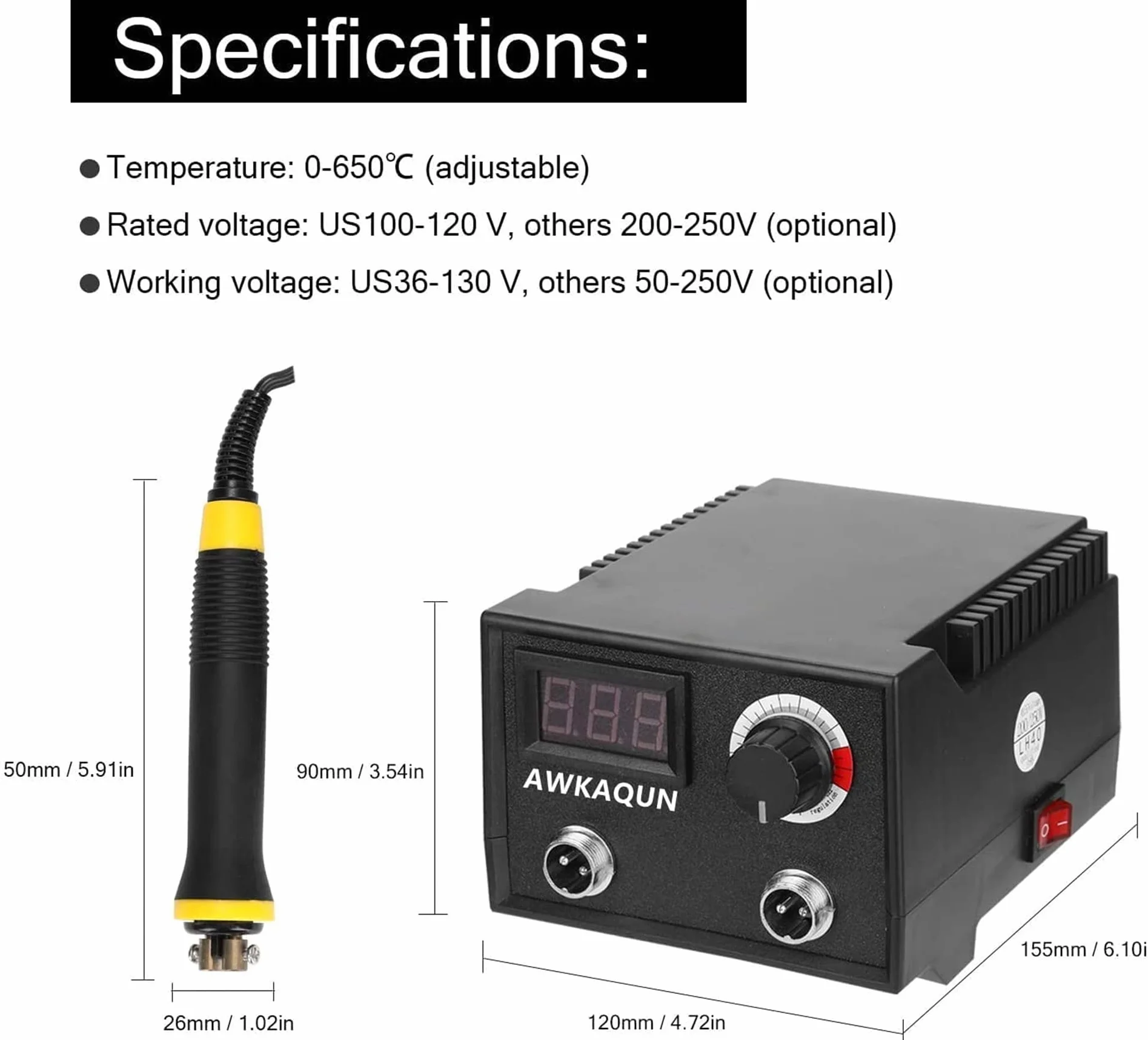 100W Máquina de pirografía, 0 ° C a 750 ° C Temperatura Regulable con 20 puntas de alambre de pirograbado,Máquina de Pirografía de para madera, calabaza, cuero, grabado, soldadura, etc.