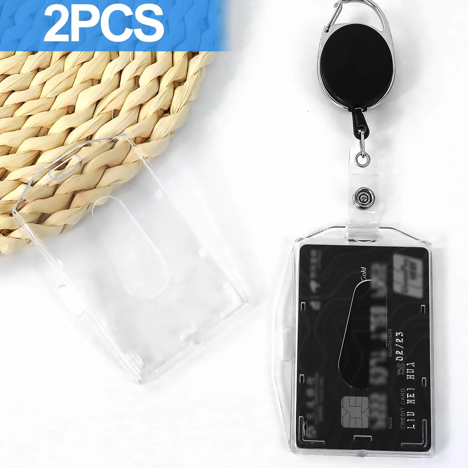Redamancy 2 Pcs Badge Holder Vertical y Horizontal Tarjetas de Porta Tarjetas Identificativas con Ranura para el Pulgar