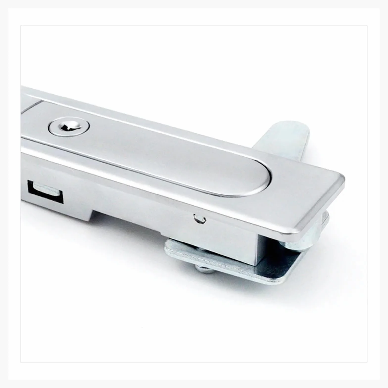 Cerradura plana, cerradura de botón Industrial, cerradura de gabinete de red de comunicación de información eléctrica, 1 Uds.(Silvery,With key)