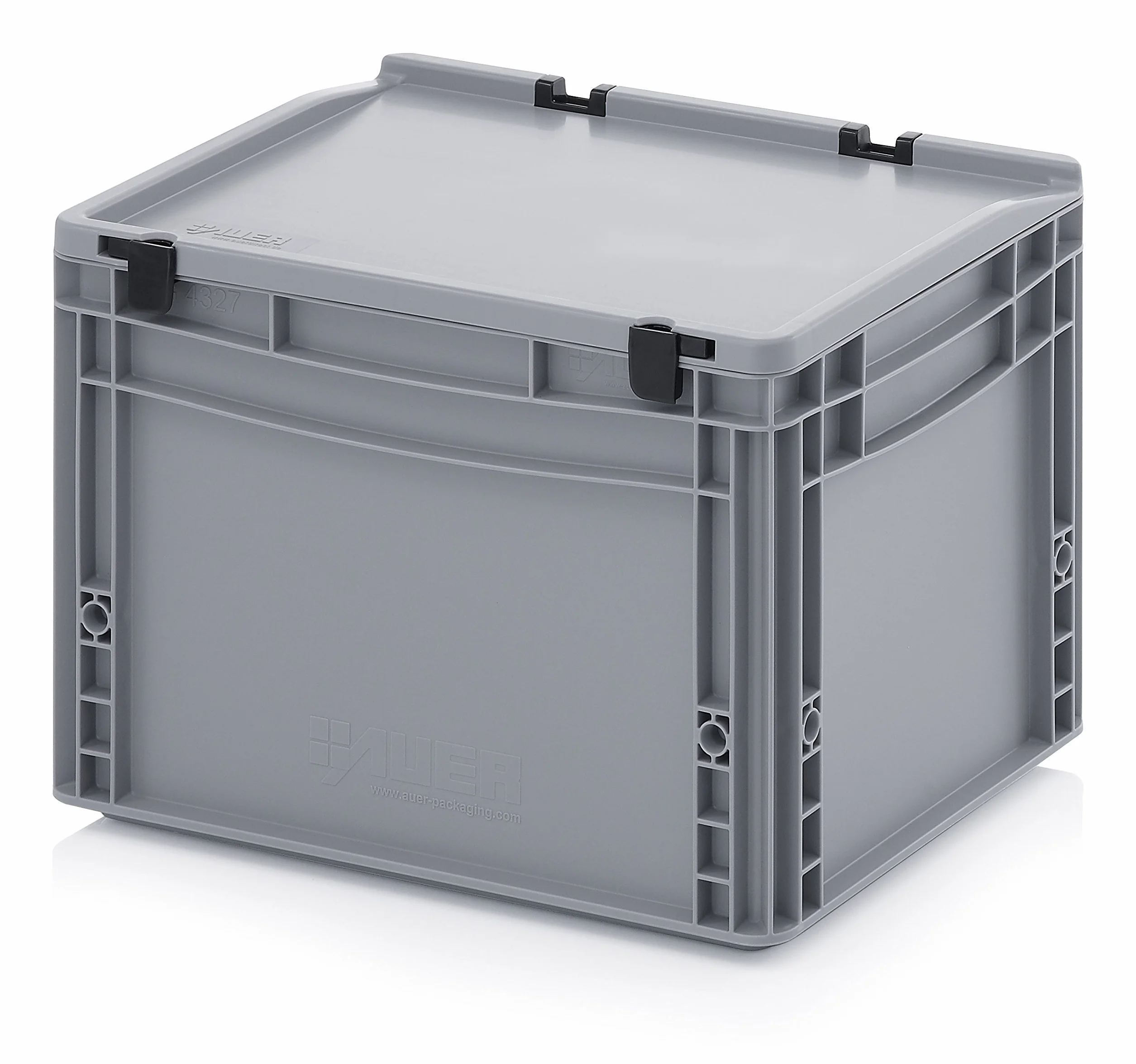 Auer Packaging Eurobox Eurobox - Recipiente (40 x 30 x 28,5 cm, con tapa con bisagras, incluye metro plegable)
