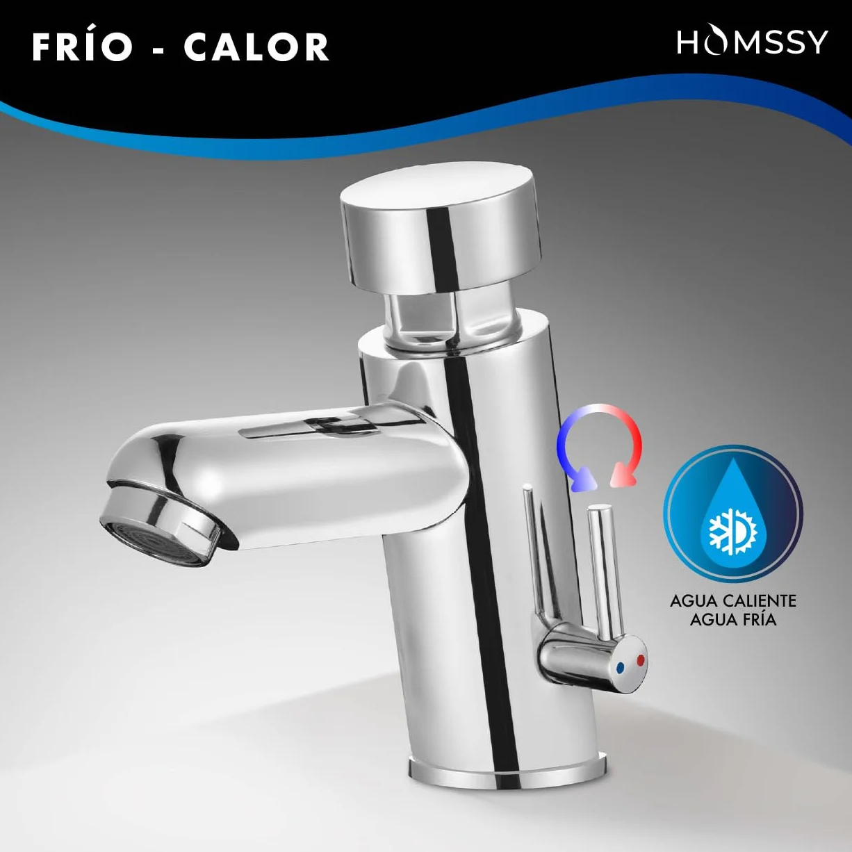 Grifo Temporizado para Lavabo, 2 Aguas (Agua Caliente y Fría), Diseño Cromado, Control Eficiente de Agua