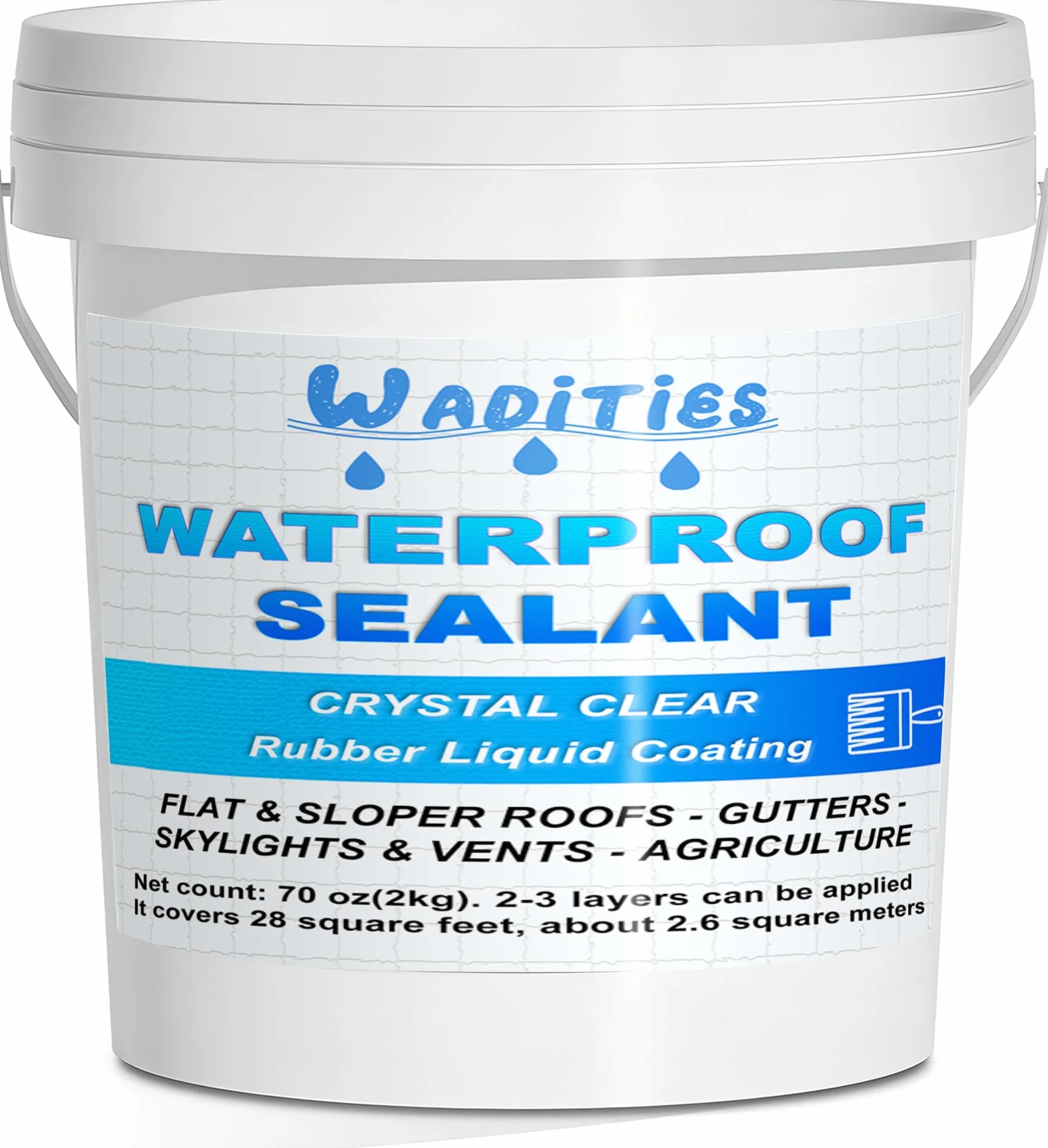 Wadities Hidrofugante Invisible, Impermeabilizante Transparente, Adhesivo Transparente Reparador de Fugas Impermeable, Revestimiento Impermeable para Interiores y Exteriores 2 KG