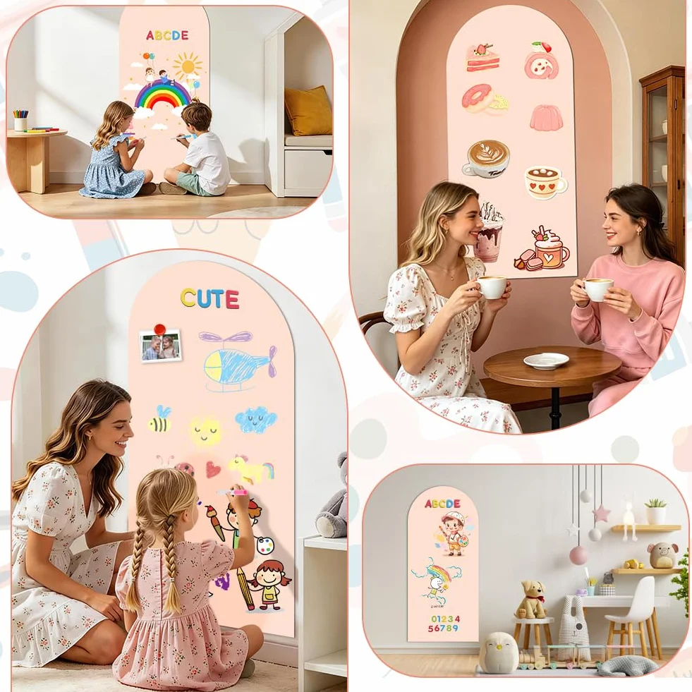 Pizarra Magnetica Infantil 44,5x100cm Papel Adhesivo Pared Tablero Autoadhesivo Recortable con Rotuladores Magnéticos