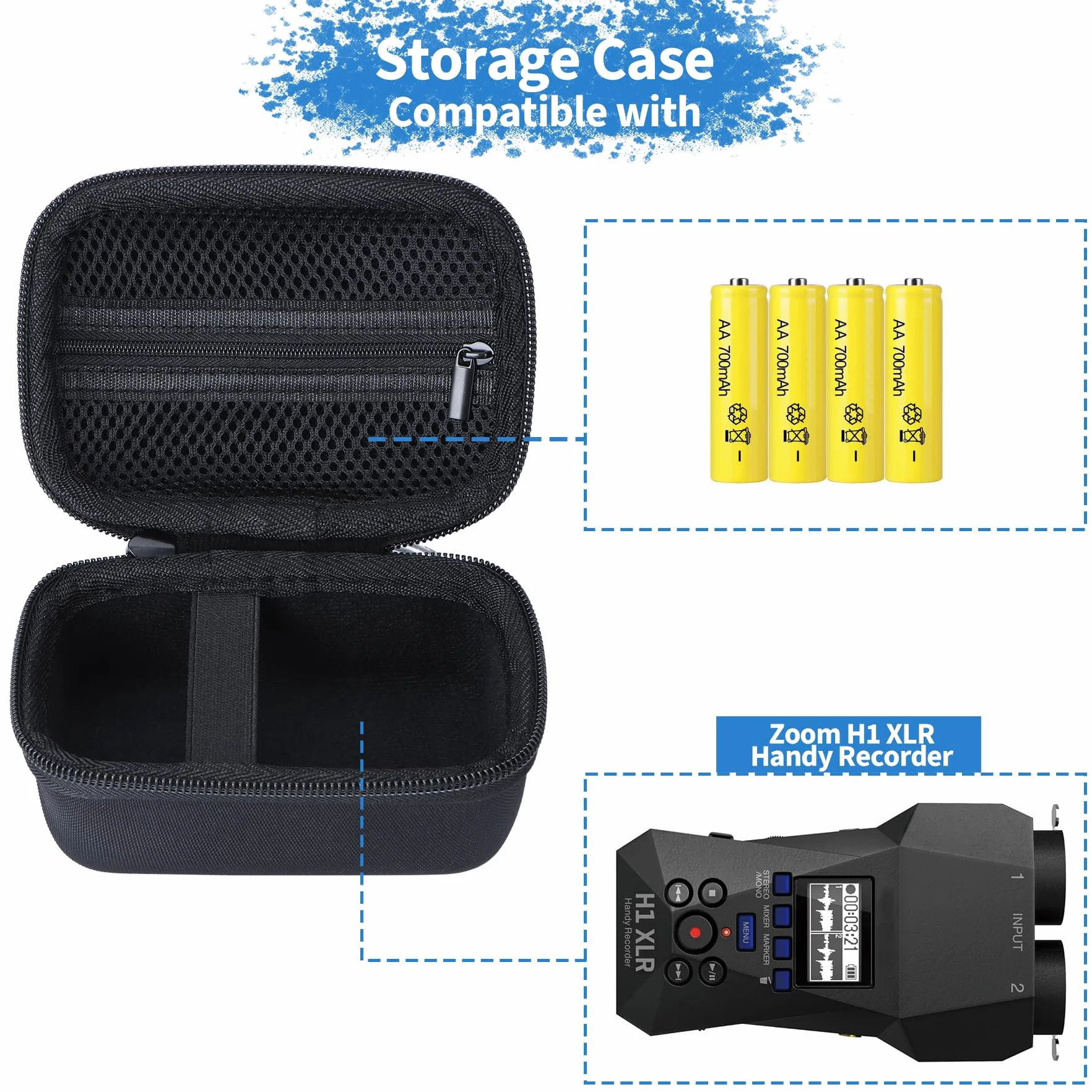 Lebakort Duro Caja Estuche Funda para Zoom H1 XLR Grabadora práctica