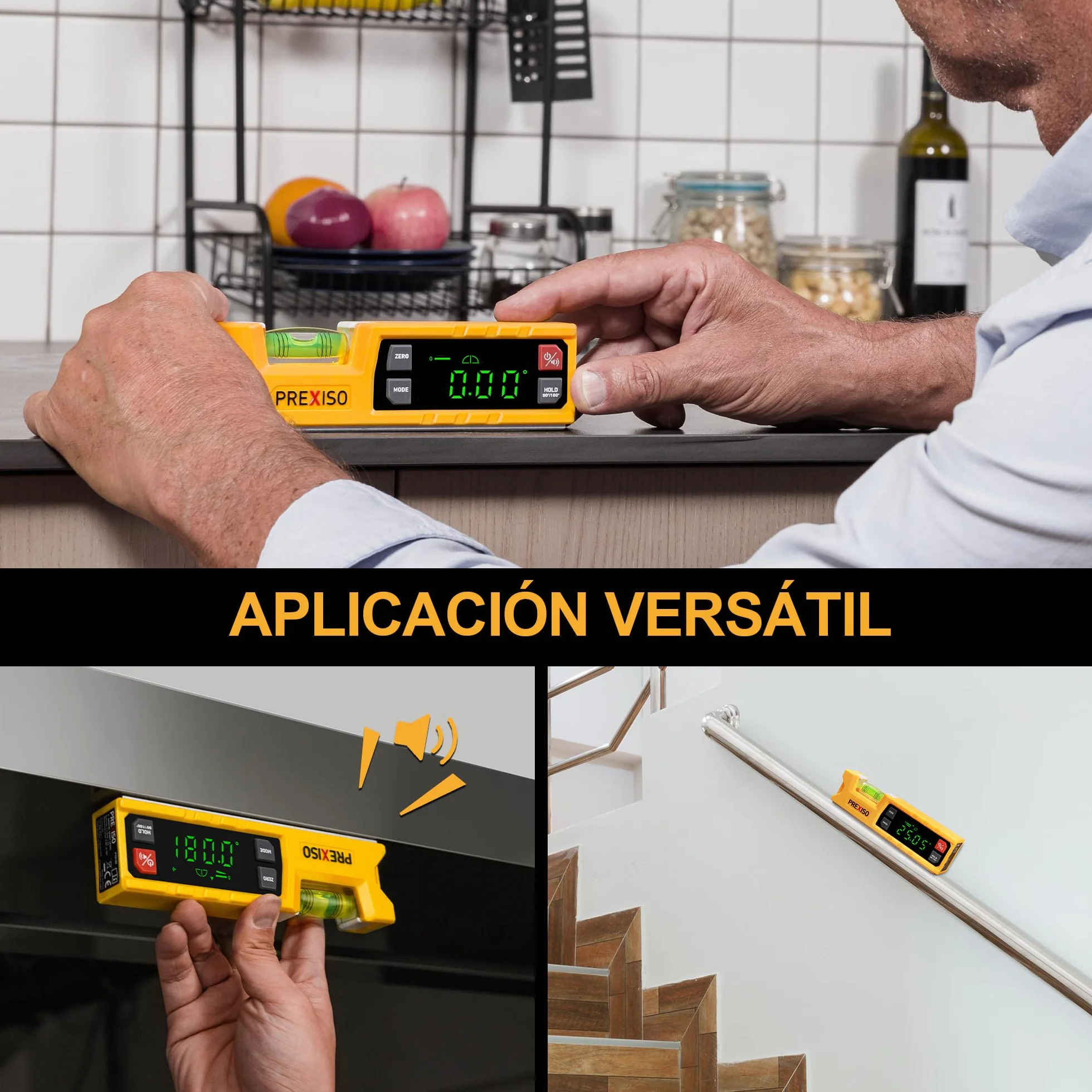 PREXISO Nivel Digital Magnético de 7 pulgadas – Herramienta electrónica inteligente de nivel, rango 0-90°, buscador de ángulos con sierra