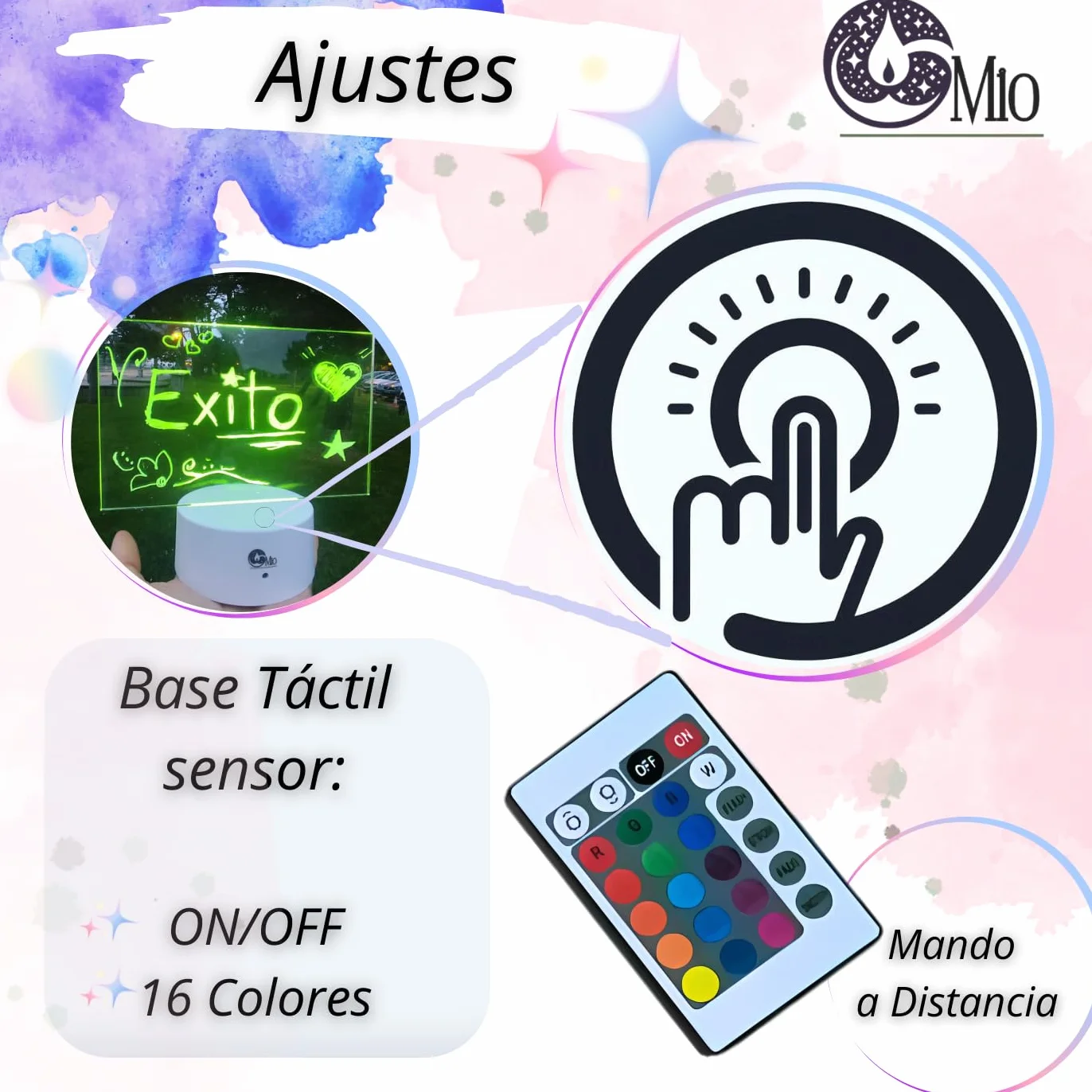 Pizarra LED Luz de Notas Inalámbrico - Tablero Acrílico Portátil Luminoso 16 Tonos de Luz - Decoración
