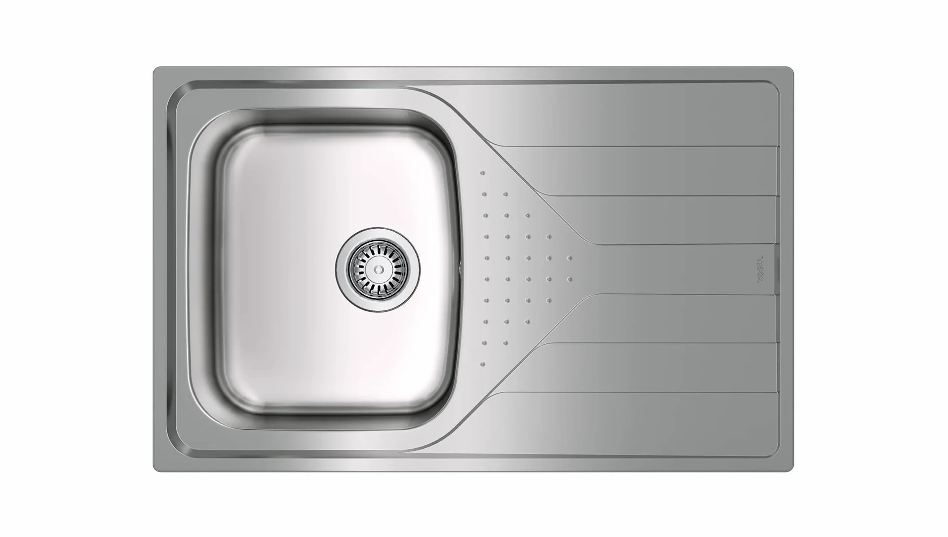 TEKA Fregadero Encastrado 1 Cubeta con Escurridor, Acero Inoxidable, Profundidad 170mm, Para Mueble 45cm, Desagüe Manual, Universe 45 T-XP 1C 1E