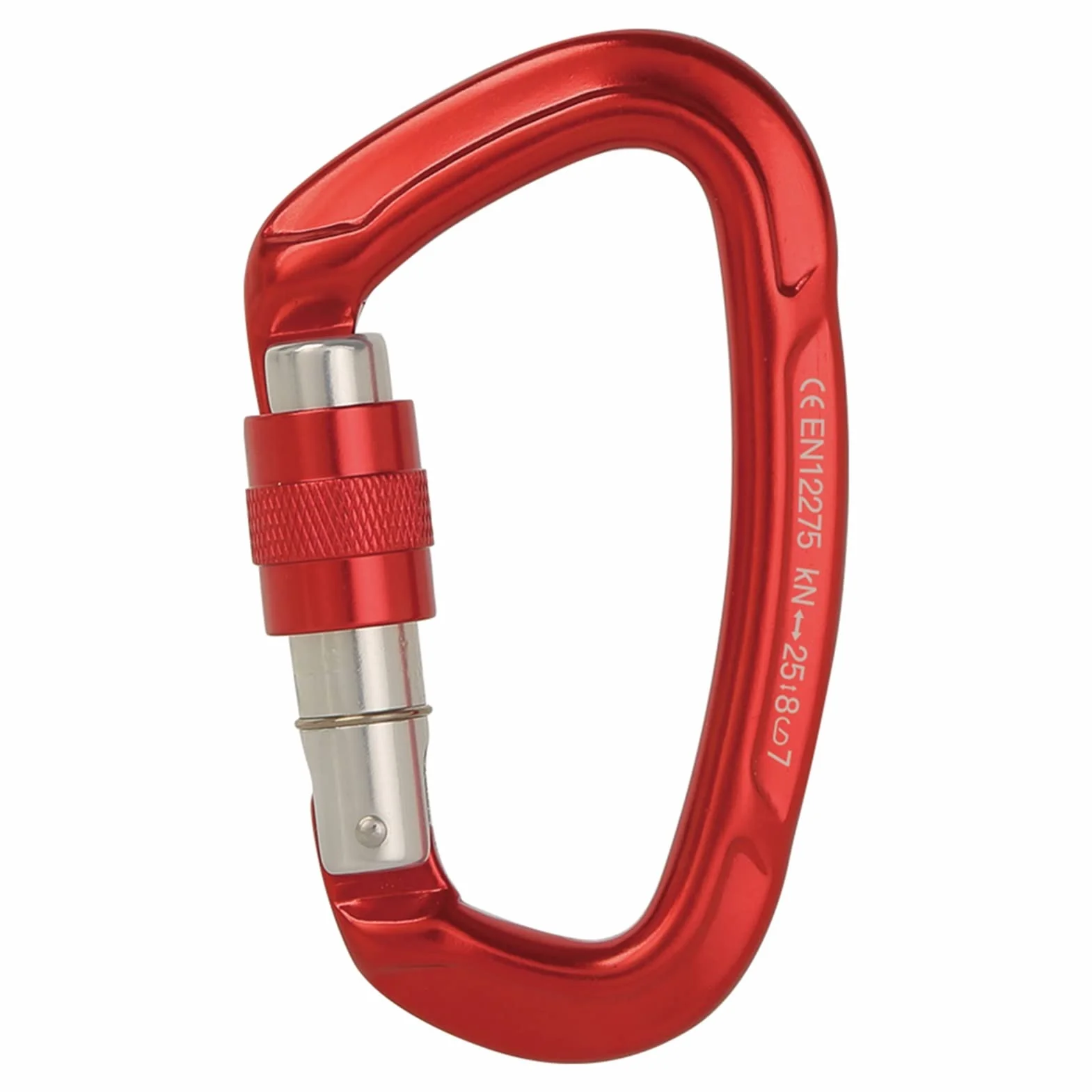 Mosquetón, Mosquetón de escalada profesional 25 kN con forma D, aluminio aviación, cierre seguridad, for al aire libre, equipo montañismo y ascenso(Red 1pcs)