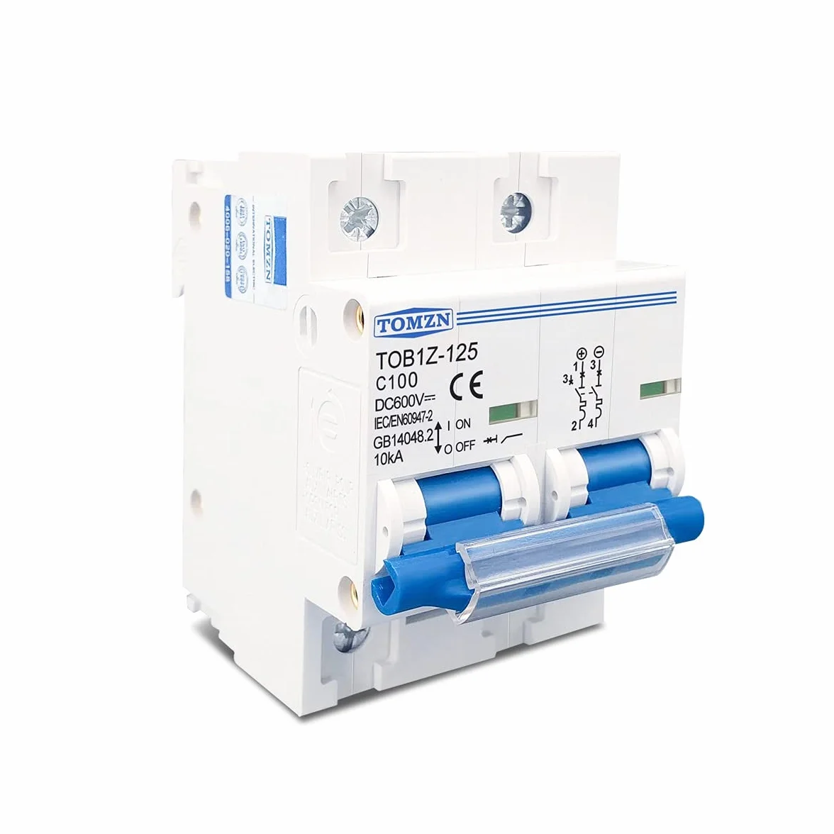 Disyuntor 2P 80A 100A 125A DC MCB 600V Cortacircuitos 554 (Rated Current : 100A)