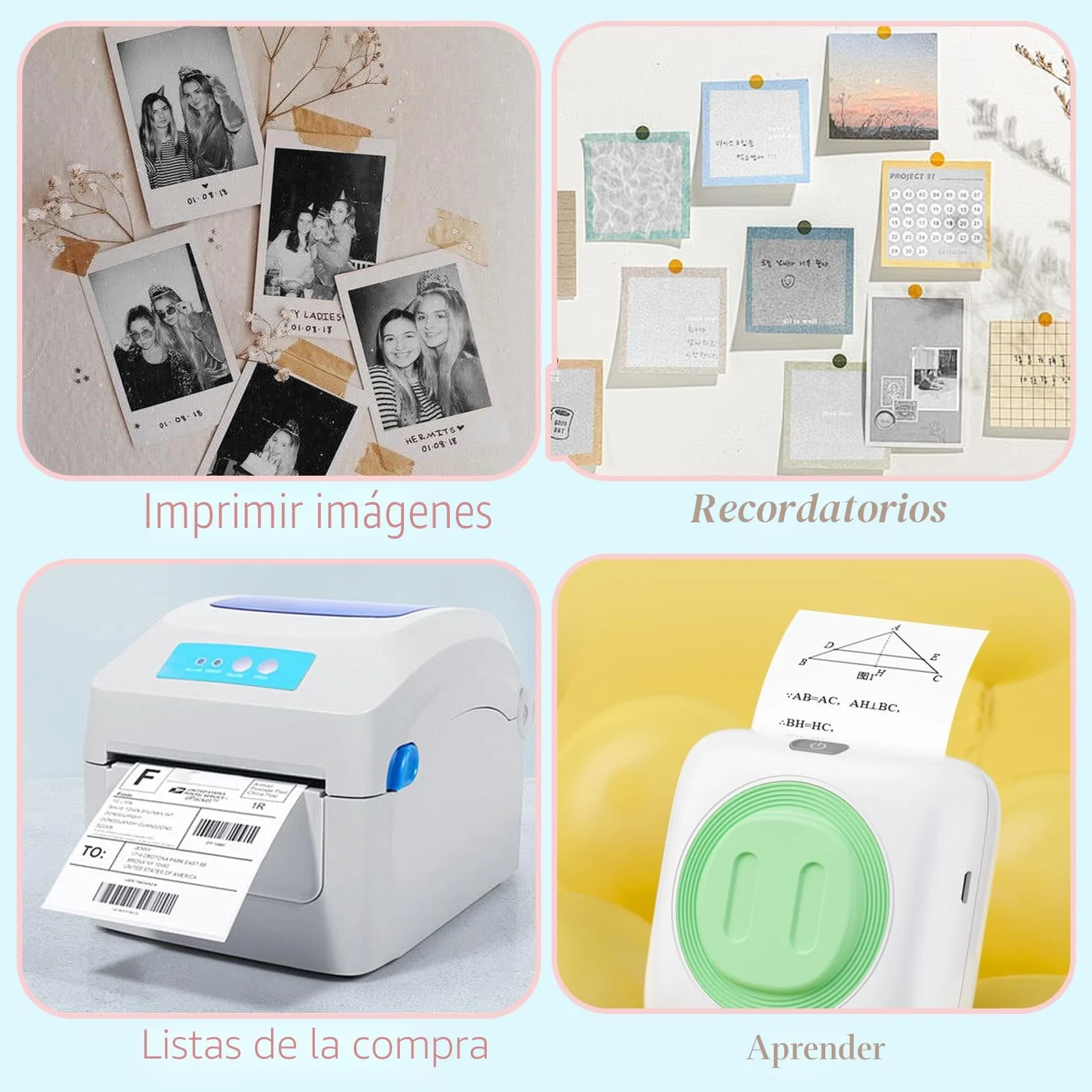 20 Rollos Papeles de Impresora Térmica, Mini Pegatina Imprimible Autoadhesiva, papel térmico para cámara infantil, Compatible Con Todas Las Mini Impresoras Térmicas (57 X 25 mm)