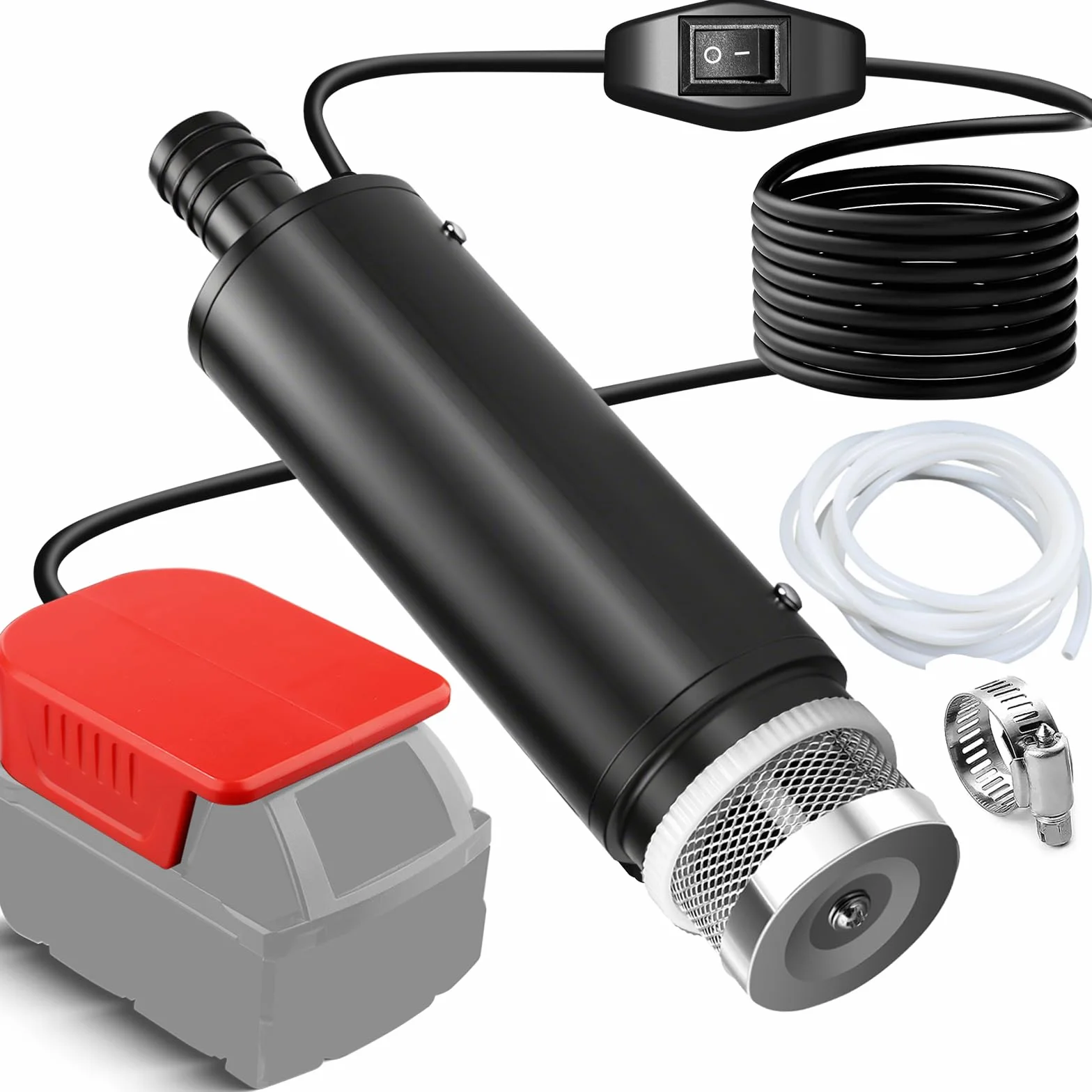 Bomba sumergible inalámbrica compatible con batería Milwaukee M18V (sin batería), 100 W, 635 GPH, bomba de sumidero portátil sin escobillas con manguera de 1 m, bomba de agua para piscina, jacuzzi