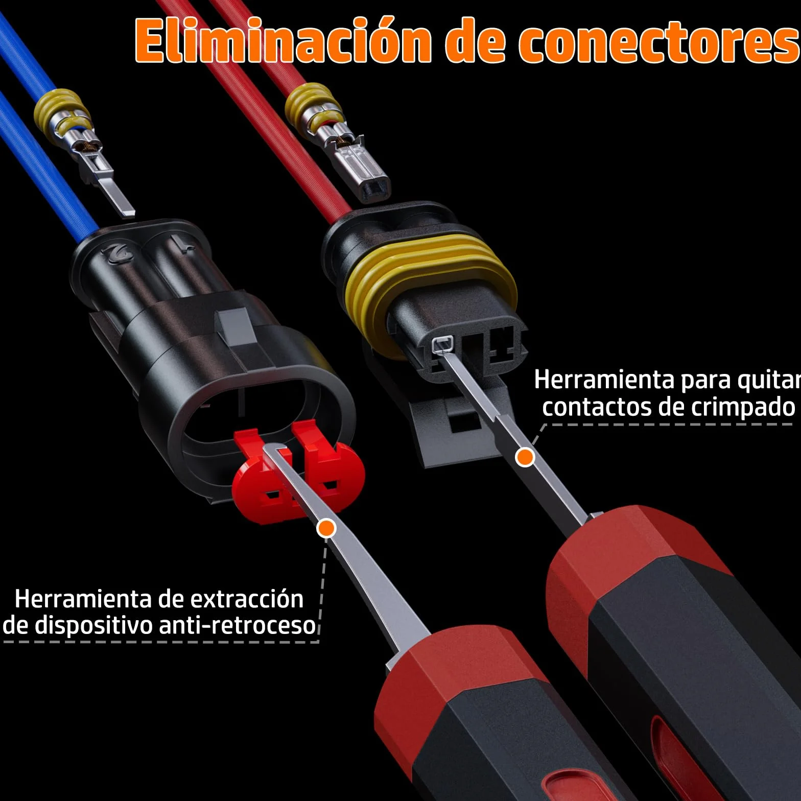 PEBA kits Enchufe de Conector Electrico Impermeable, 1/2/3/4/5/6 pin Clavija Conectores de Eléctrico de Macho y Hembra, con Herramienta de Crimpado, Conector Sellado para Automóviles, Moto, Barcos