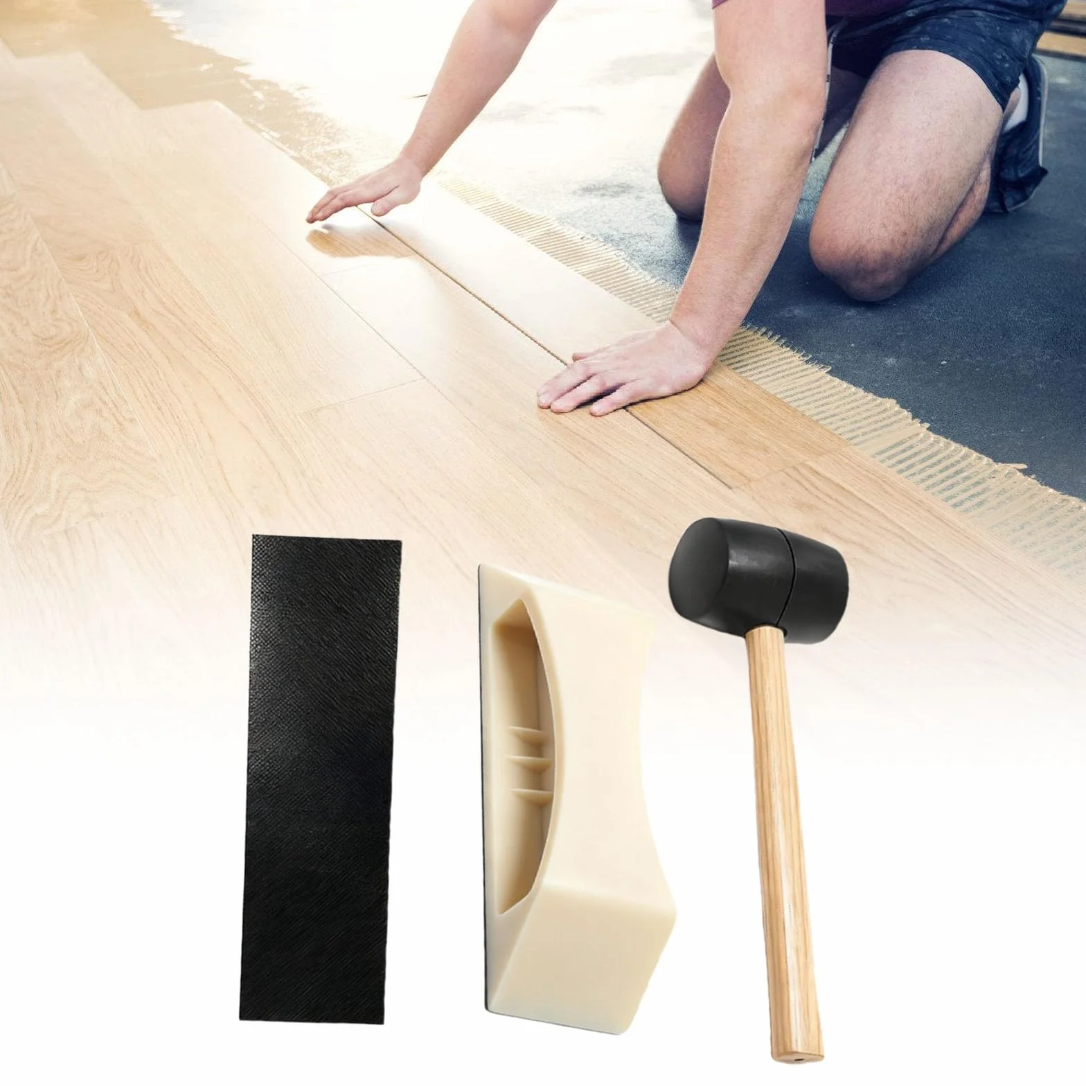 Bloque de roscado para suelos de madera laminados de ingeniería, herramienta de instalación eficiente con mango ergonómico, bloque de roscado para suelos laminados