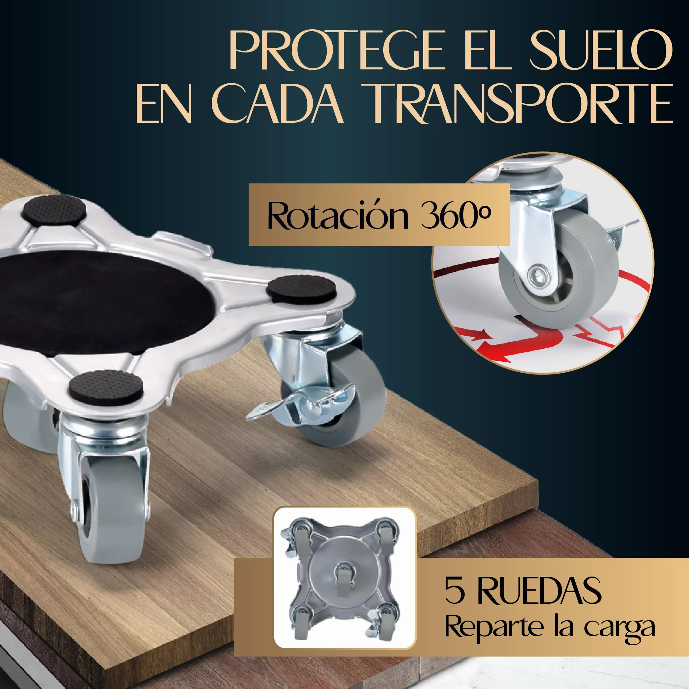 Ruedas para Mover Muebles Pesados | 4 Piezas 5 Ruedas para Mover Muebles Pesados + Elevador De Muebles | Gato para Mover Muebles | Levantador De Muebles | Ruedas Deslizantes para Carga Pesada +500KG