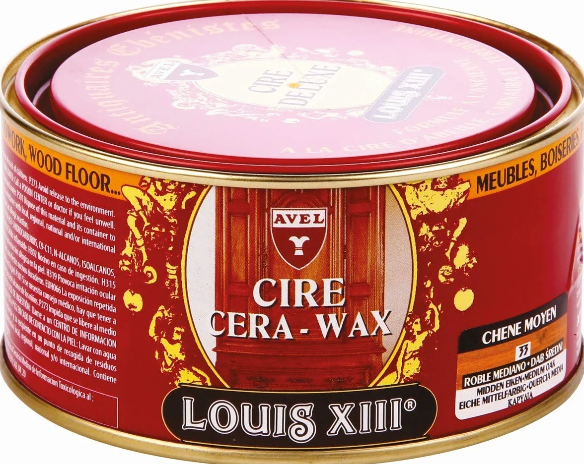 Louis XIII Cera de Lujo para Madera 500 ml – Pasta con Cera de Abeja y Carnauba | Nutre, Protege y Abrillanta | Acabado Satinado Profesional | Roble Medio (33)