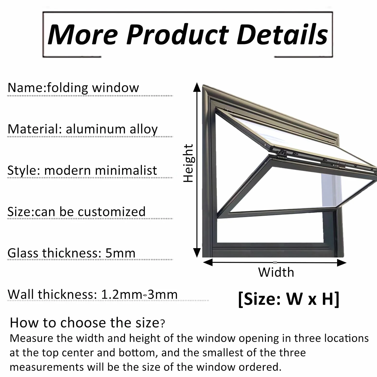 Ventana de Guillotina Empotrada Ventana de Concesión con Marco de Aluminio Ventana Abatible hacia Arriba para Cafetería con Manija de Bloqueo(100x120cm)