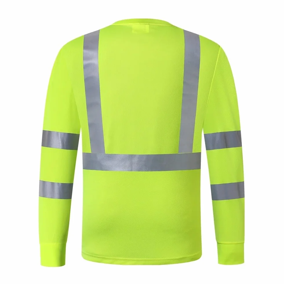 Chaleco reflectante de alta visibilidad, Camisa de manga larga reflectante secado rápido amarilla alta visibilidad S-5XL(4XL)