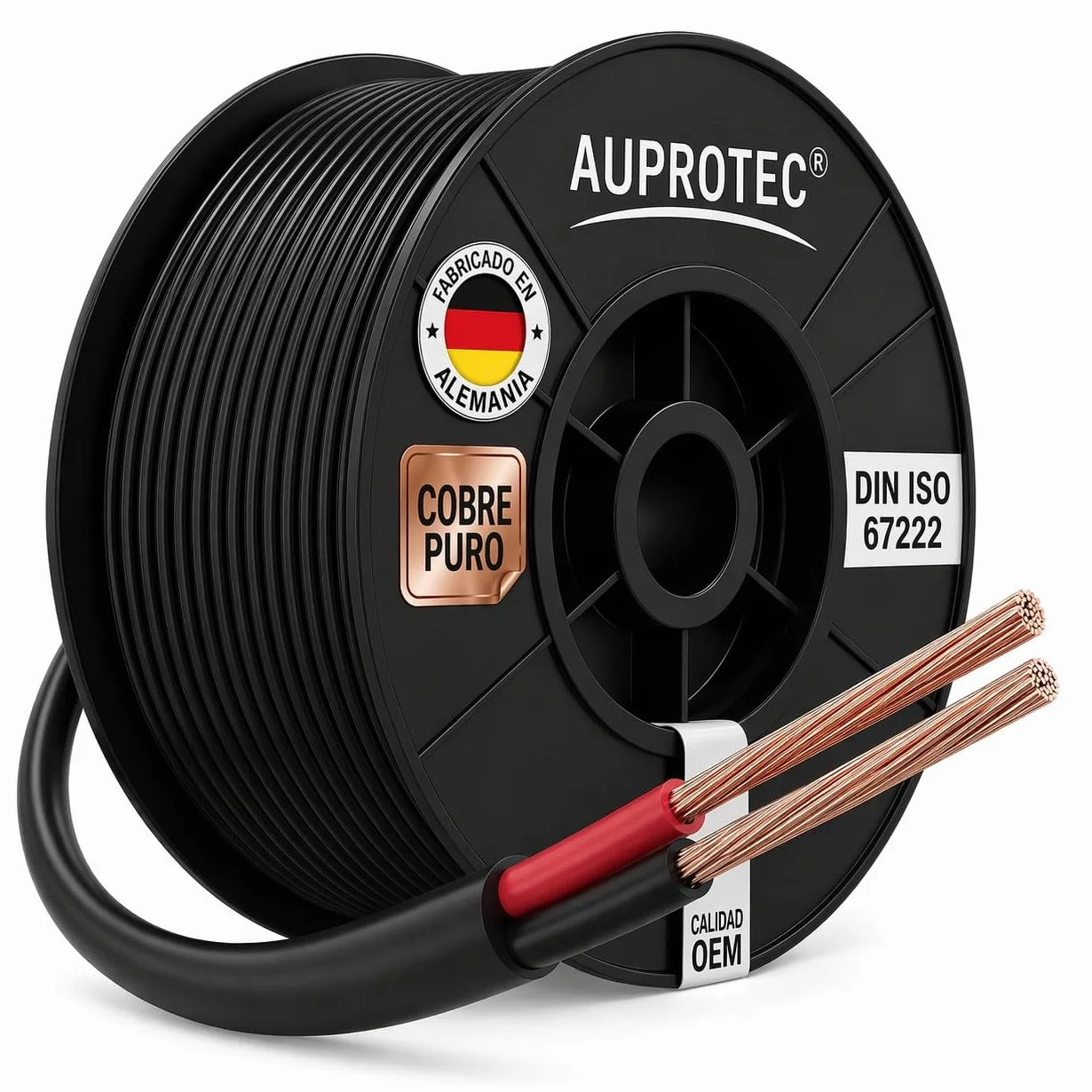 AUPROTEC 4.0mm² - 2 conductores, 10m cable eléctrico redondo I aislamiento de PVC de pared fina DIN ISO 6722 I FLRYY cable automotriz para coche, remolque y caravana
