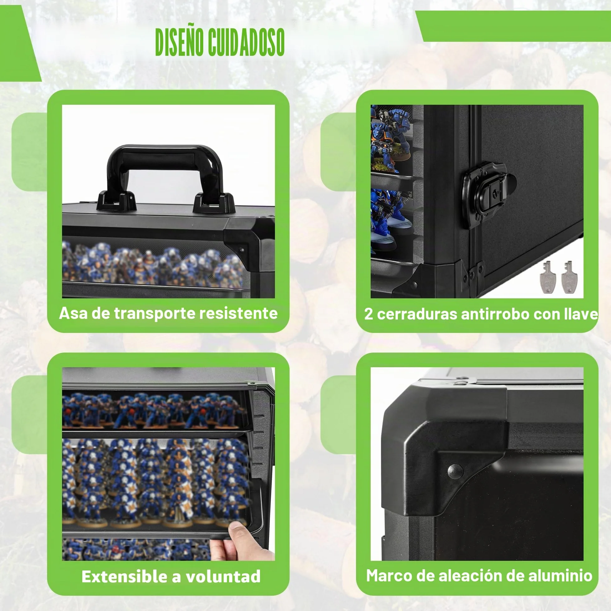 AKOZLIN Maletín de almacenamiento metálico magnético con cerradura, marco de aluminio, 5 compartimentos 16,1 x 12,6 x 18,1 pulgadas
