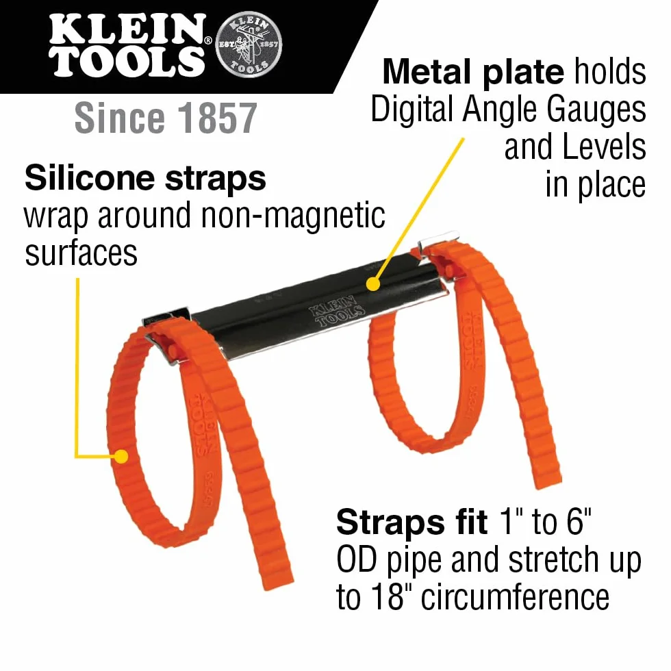 Klein Tools 80036 Kit de herramientas de nivel electrónico digital y medidor de ángulo con correas de fontanero, ángulos programables, base magnética, 2 piezas