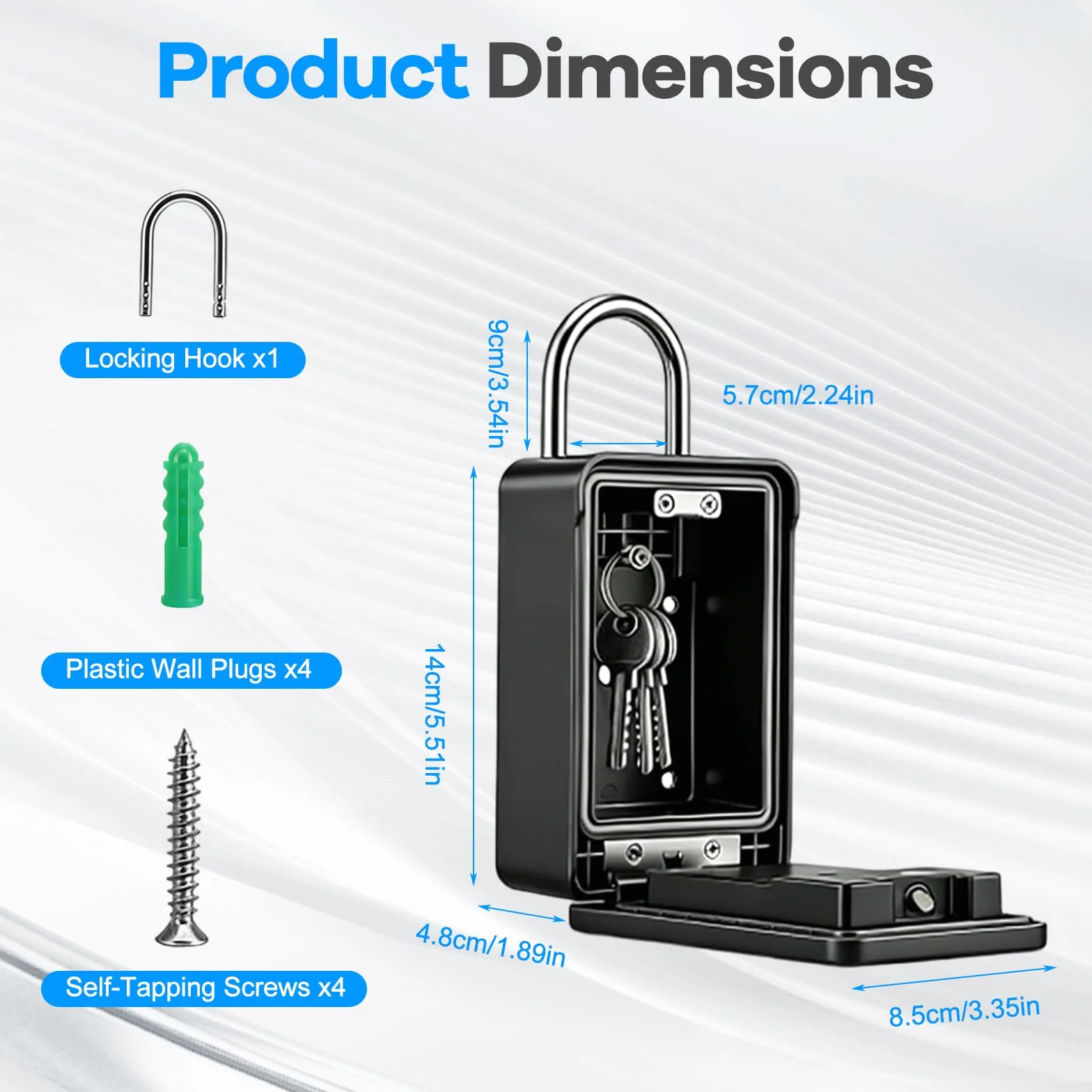 Caja fuerte para llaves con código numérico inteligente con contraseña, huella dactilar, Bluetooth, autorización remota, desbloqueo por aplicación, caja fuerte de llave montada en la pared para